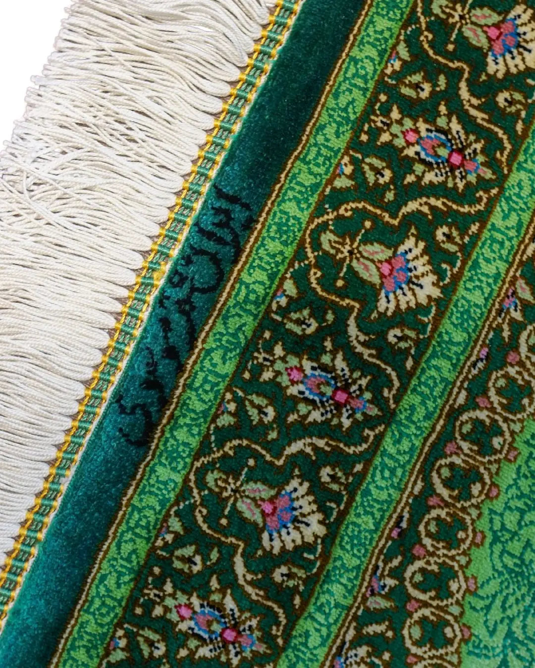 ペルシャ絨毯 クム産モサウィ房 シルク100% 87×61cm Decorworks
