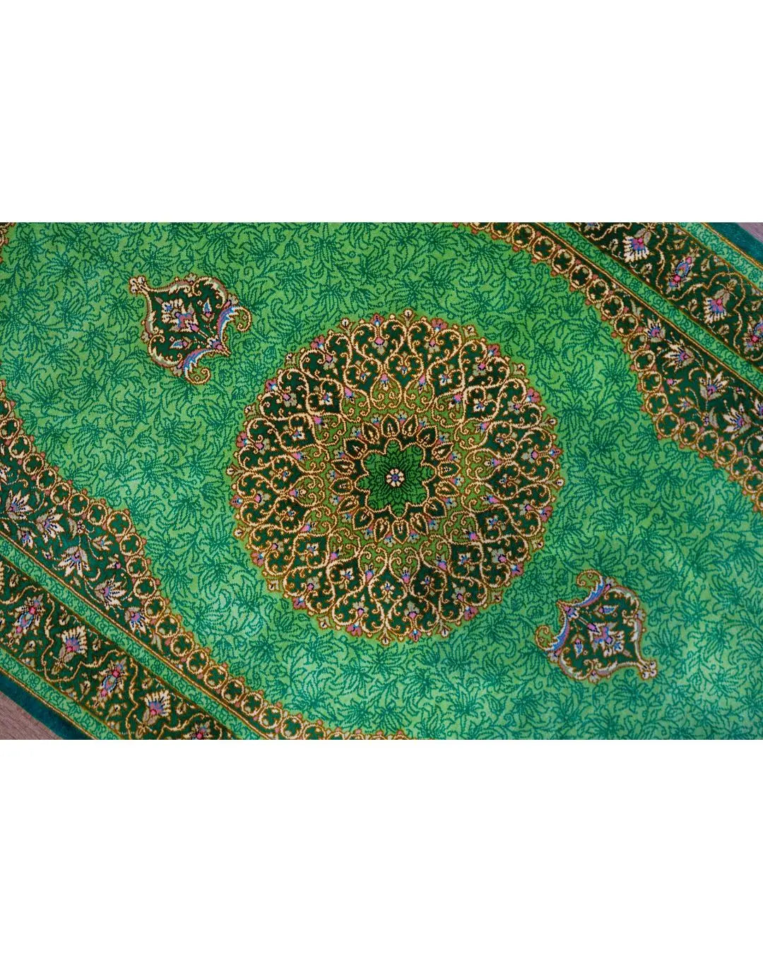 ペルシャ絨毯 クム産モサウィ房 シルク100% 87×61cm Decorworks