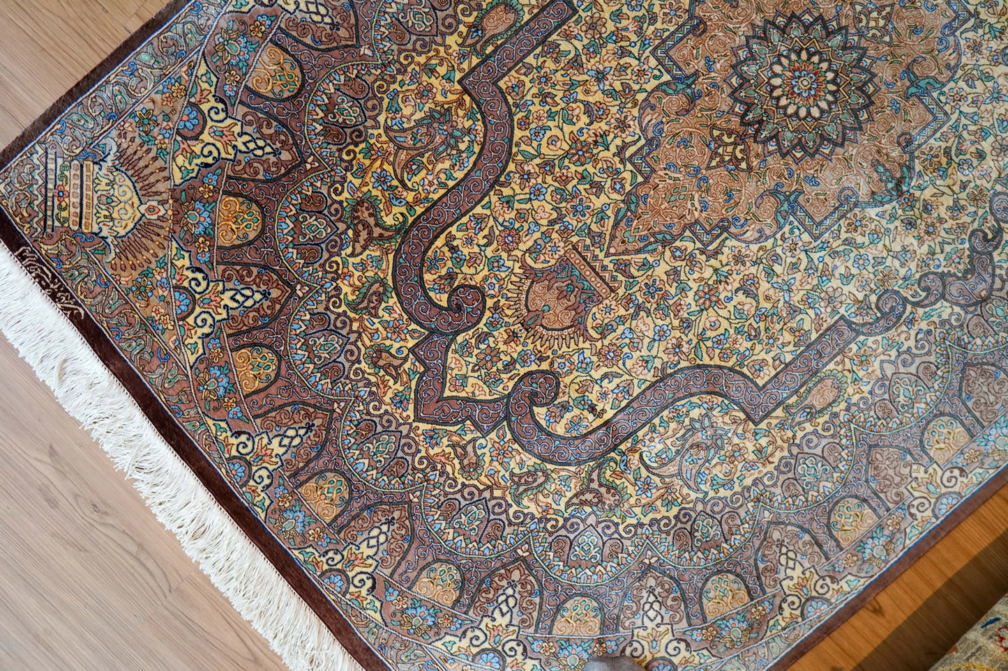 Collection ペルシャ絨毯 クム産 100%シルク 手織り 154×98cm 証明書付