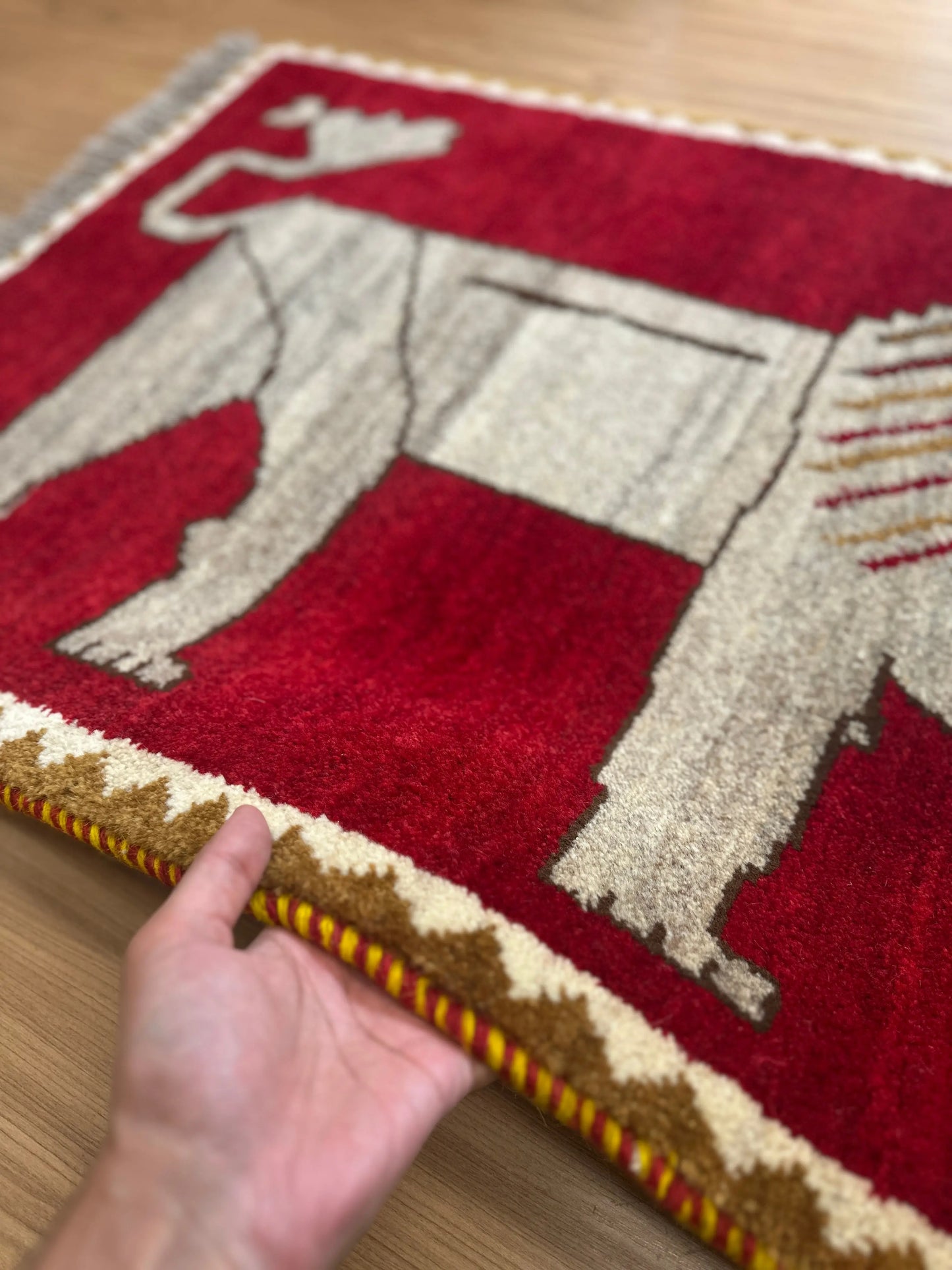 100×70cm ペルシャ手織りギャッベ 手織り カシュクリ Decorworks