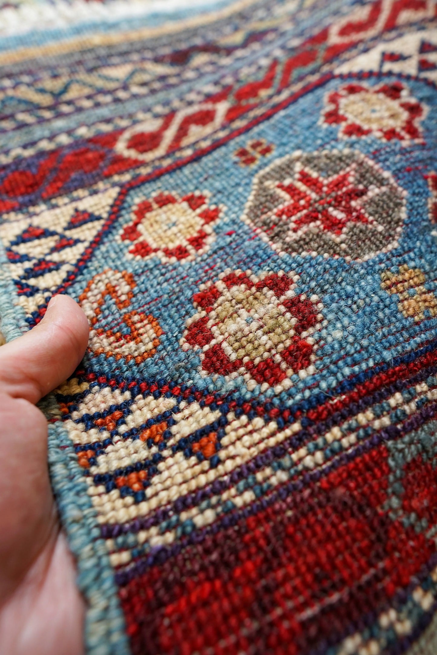 125×84cm アフガニスタン ガズニーウール 手織り絨毯 Decorworks