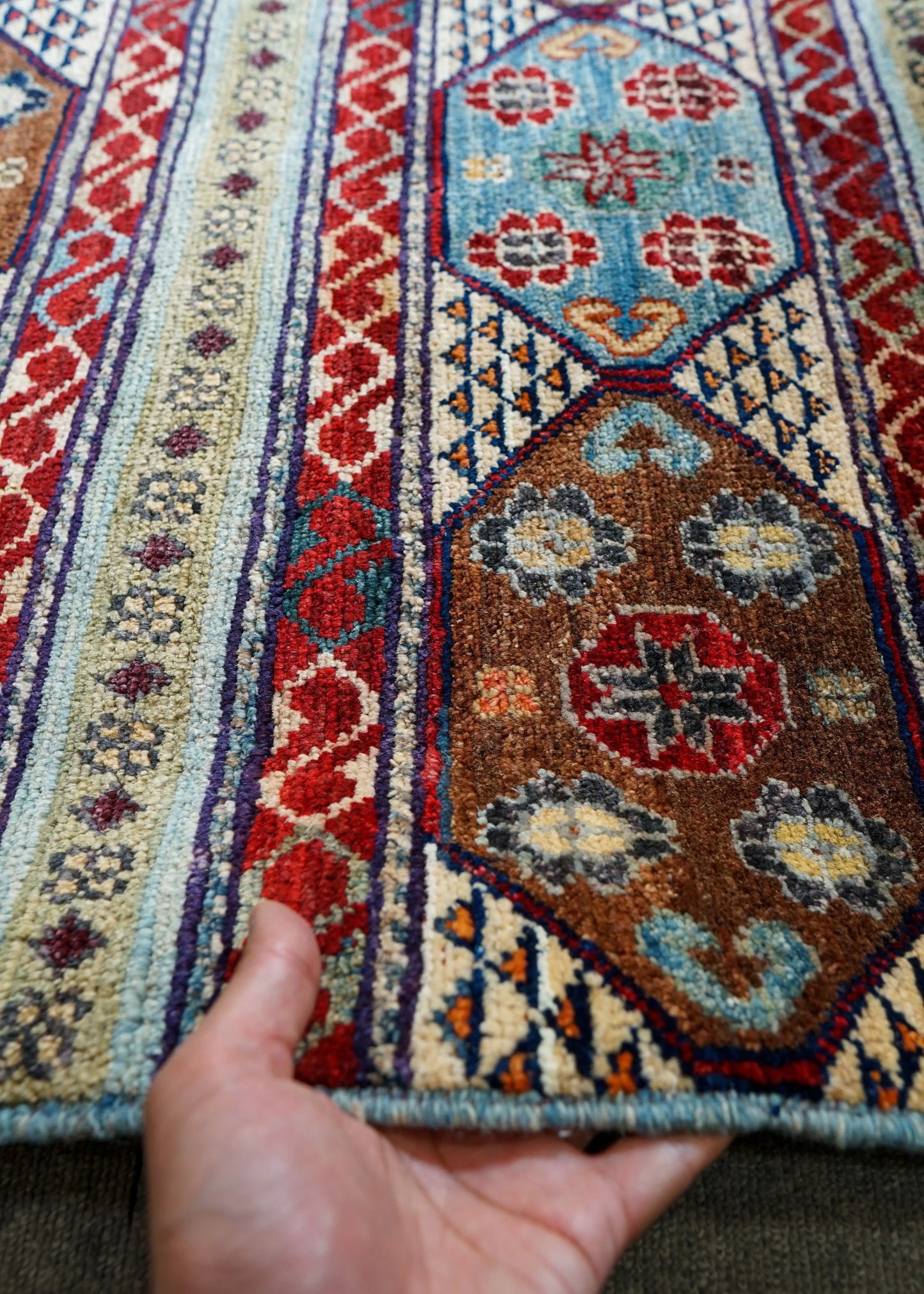 125×84cm アフガニスタン ガズニーウール 手織り絨毯 Decorworks