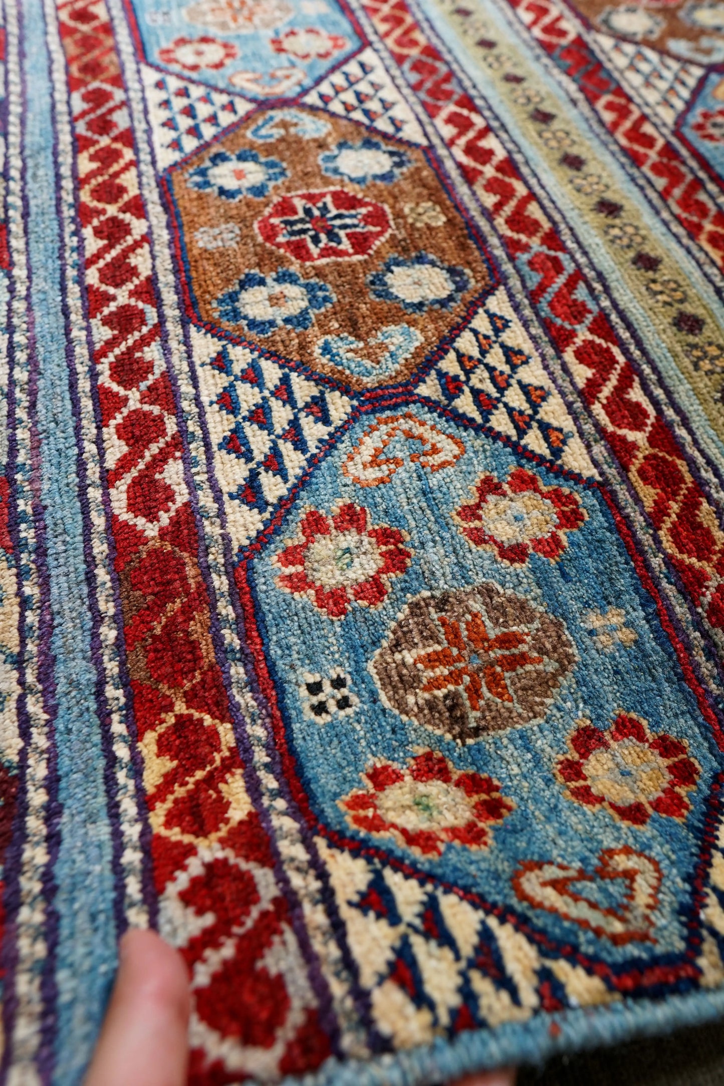 125×84cm アフガニスタン ガズニーウール 手織り絨毯 Decorworks