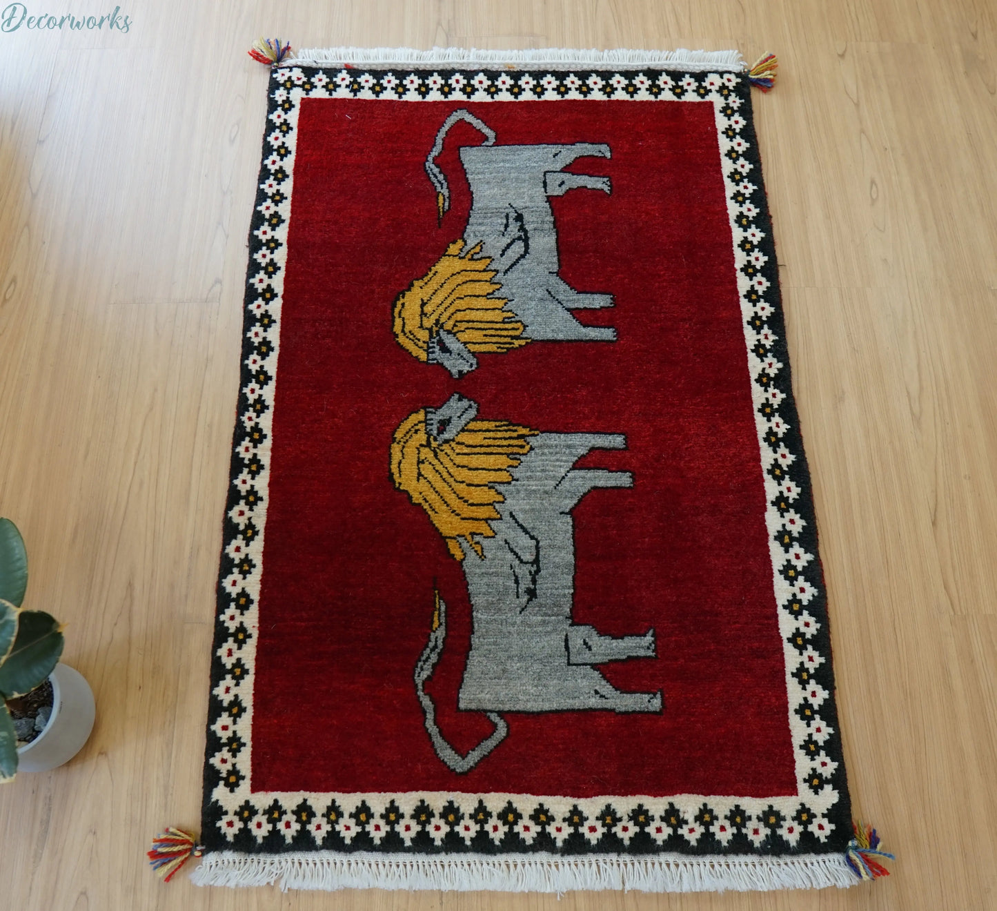 147x102cm 手織り ペルシャ絨毯 カシュカイ族 Decorworks