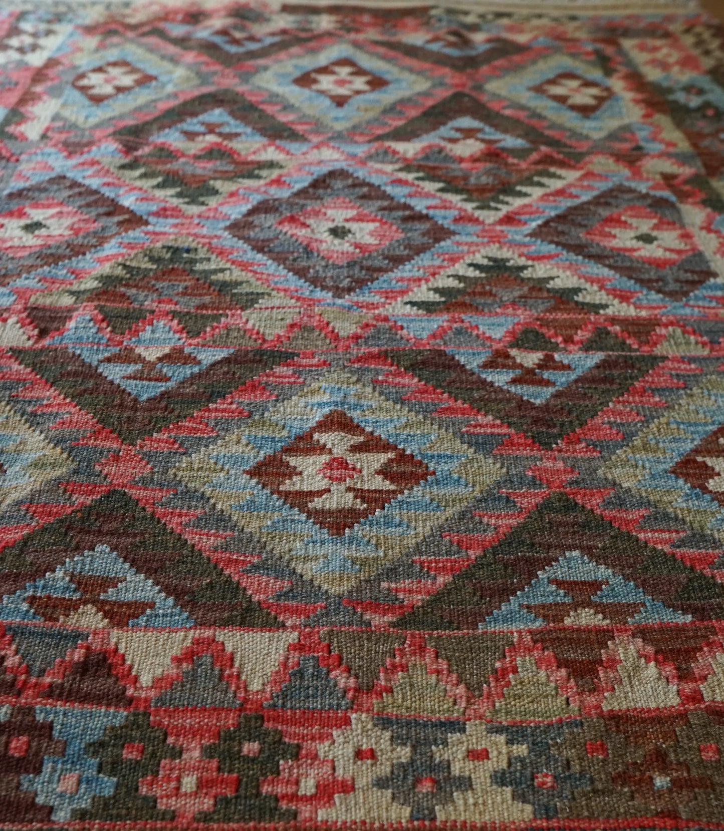 手織りキリム トライバルラグ 150×111cm|アフガン伝統ウールラグ Decorworks