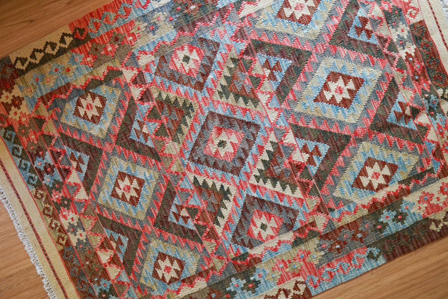 手織りキリム トライバルラグ 150×111cm|アフガン伝統ウールラグ Decorworks