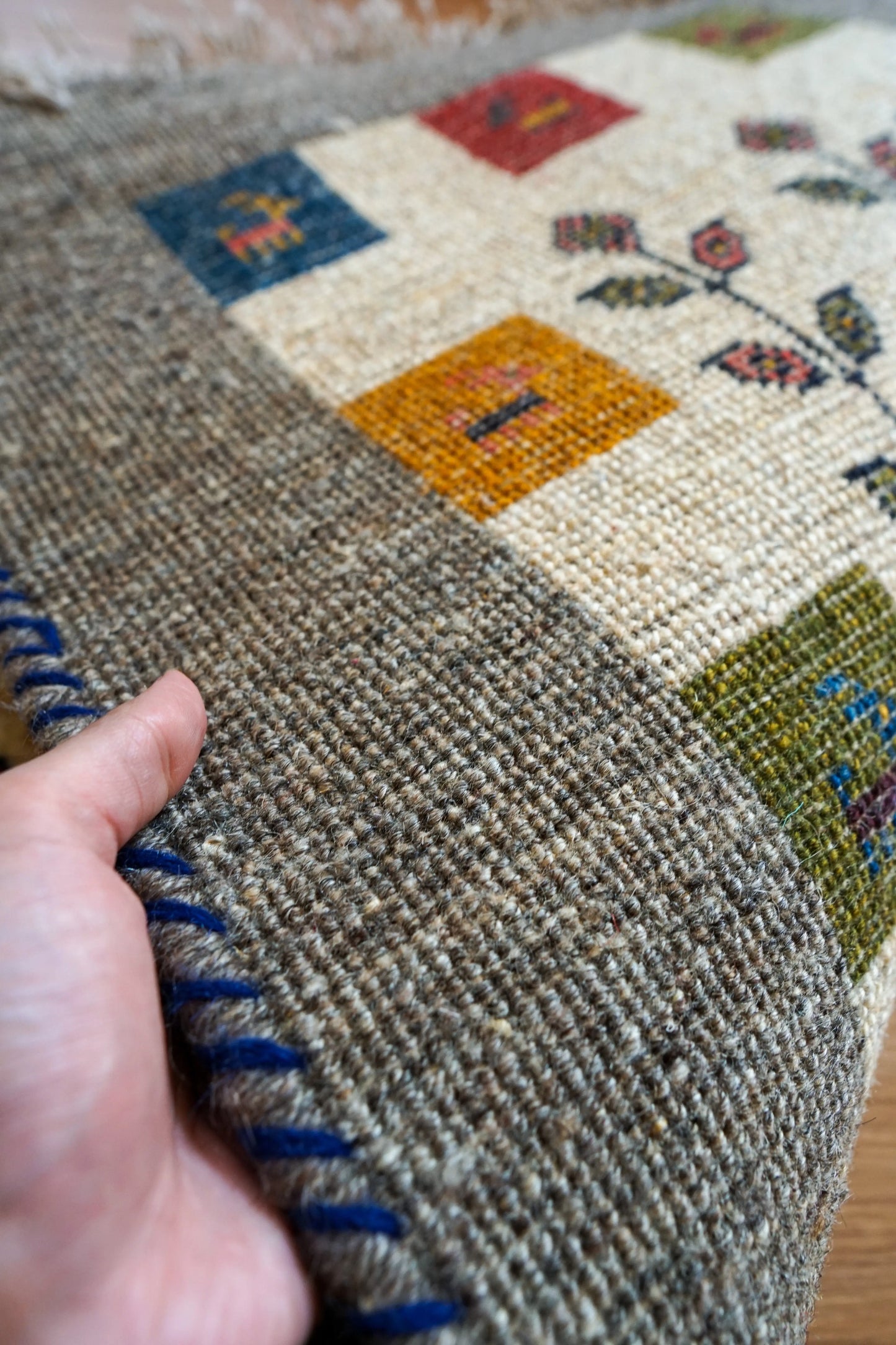 Collection ペルシャ ギャッベ ランナー カシュガイ族 手織りウール ラグ 150×50cm