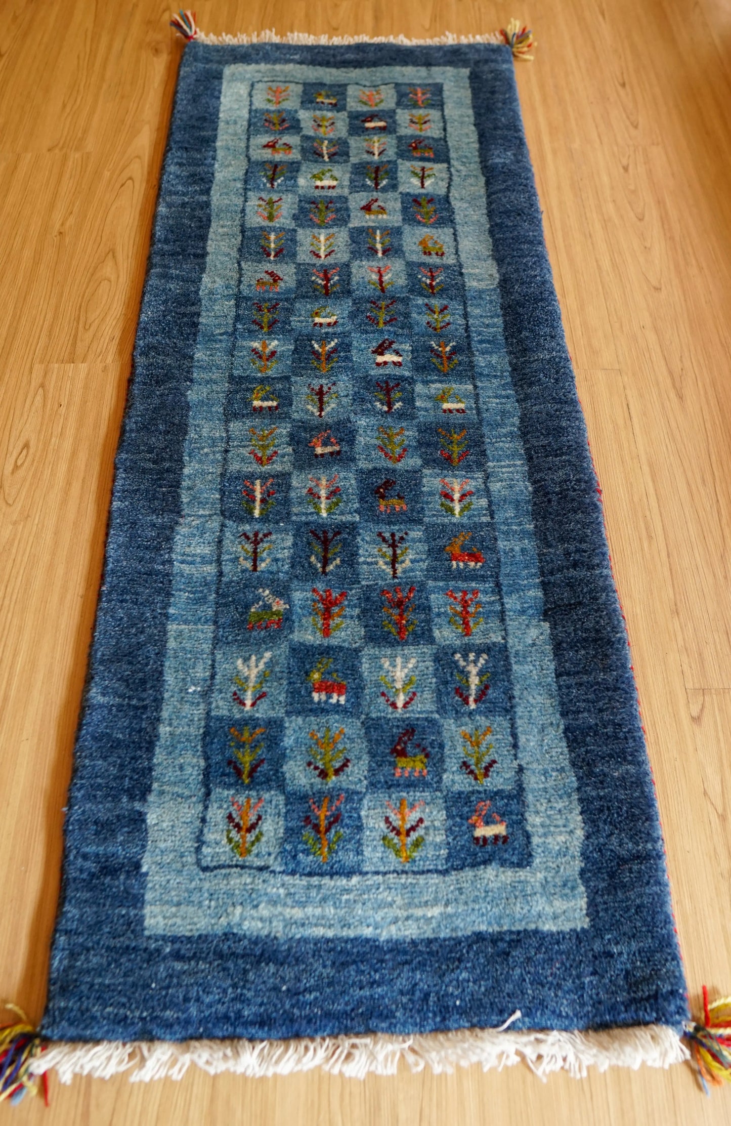 150×50cm ペルシャ ギャッベ ランナー カシュガイ族 手織りウール ラグ Decorworks