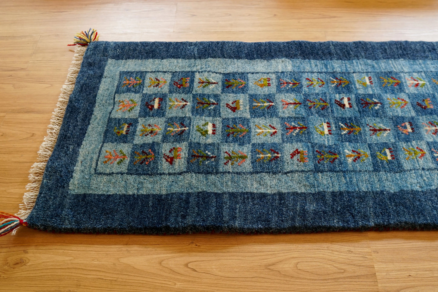 150×50cm ペルシャ ギャッベ ランナー カシュガイ族 手織りウール ラグ Decorworks