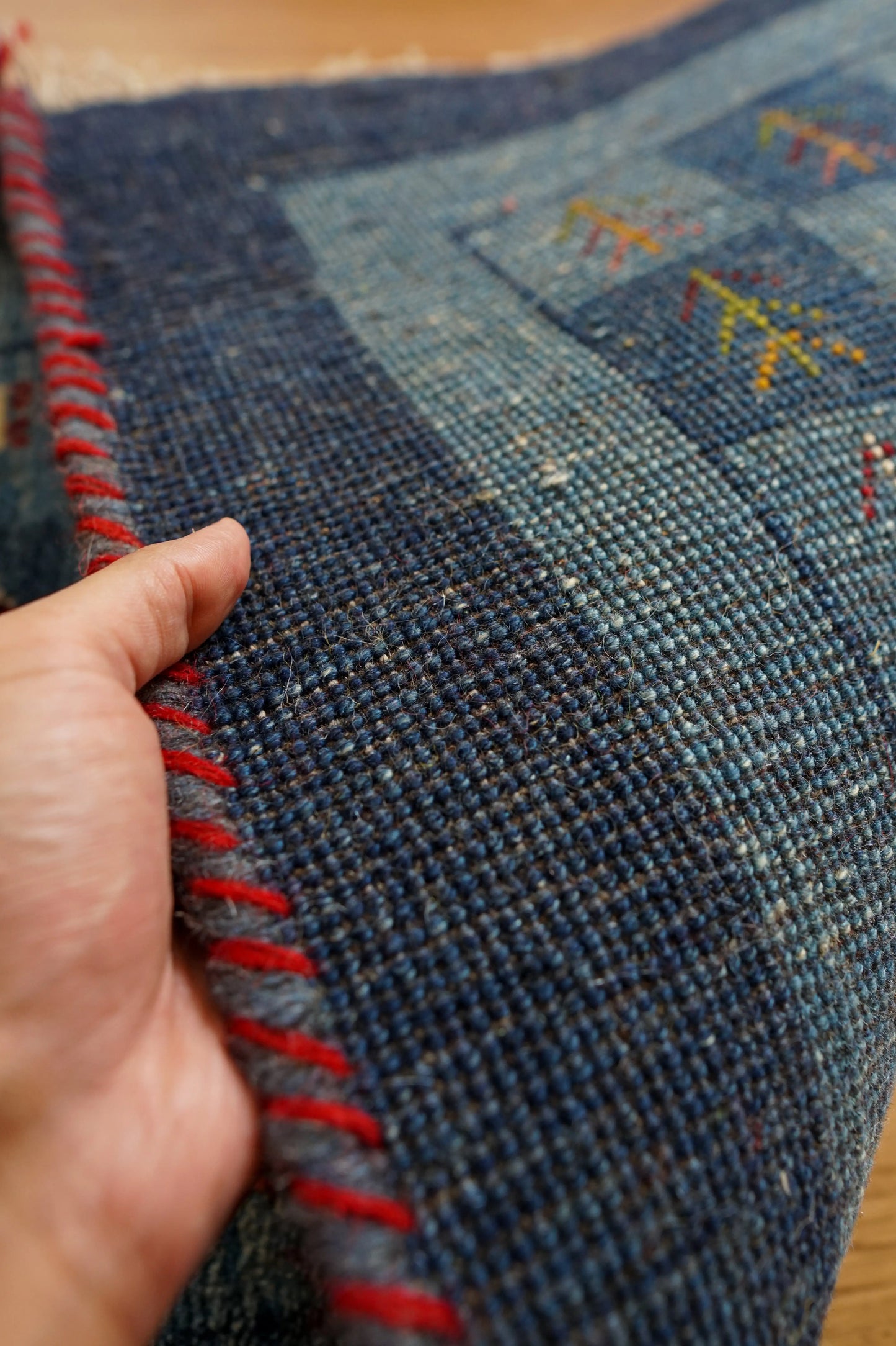 150×50cm ペルシャ ギャッベ ランナー カシュガイ族 手織りウール ラグ Decorworks