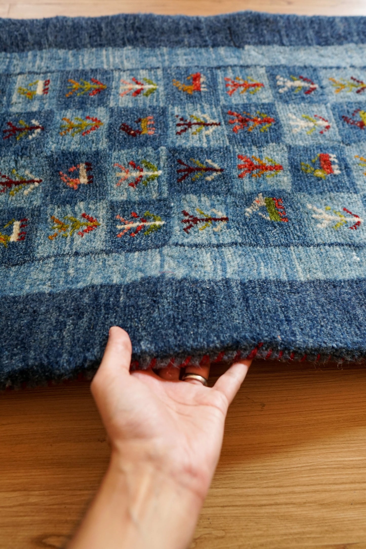 150×50cm ペルシャ ギャッベ ランナー カシュガイ族 手織りウール ラグ Decorworks