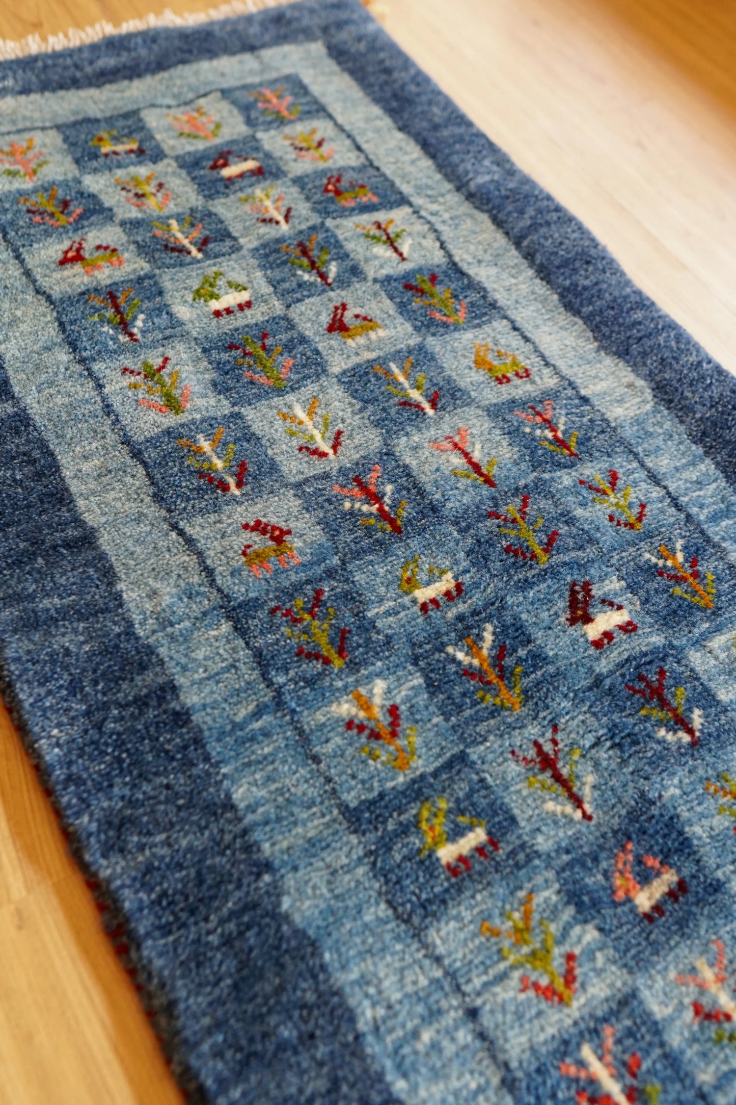 150×50cm ペルシャ ギャッベ ランナー カシュガイ族 手織りウール ラグ Decorworks