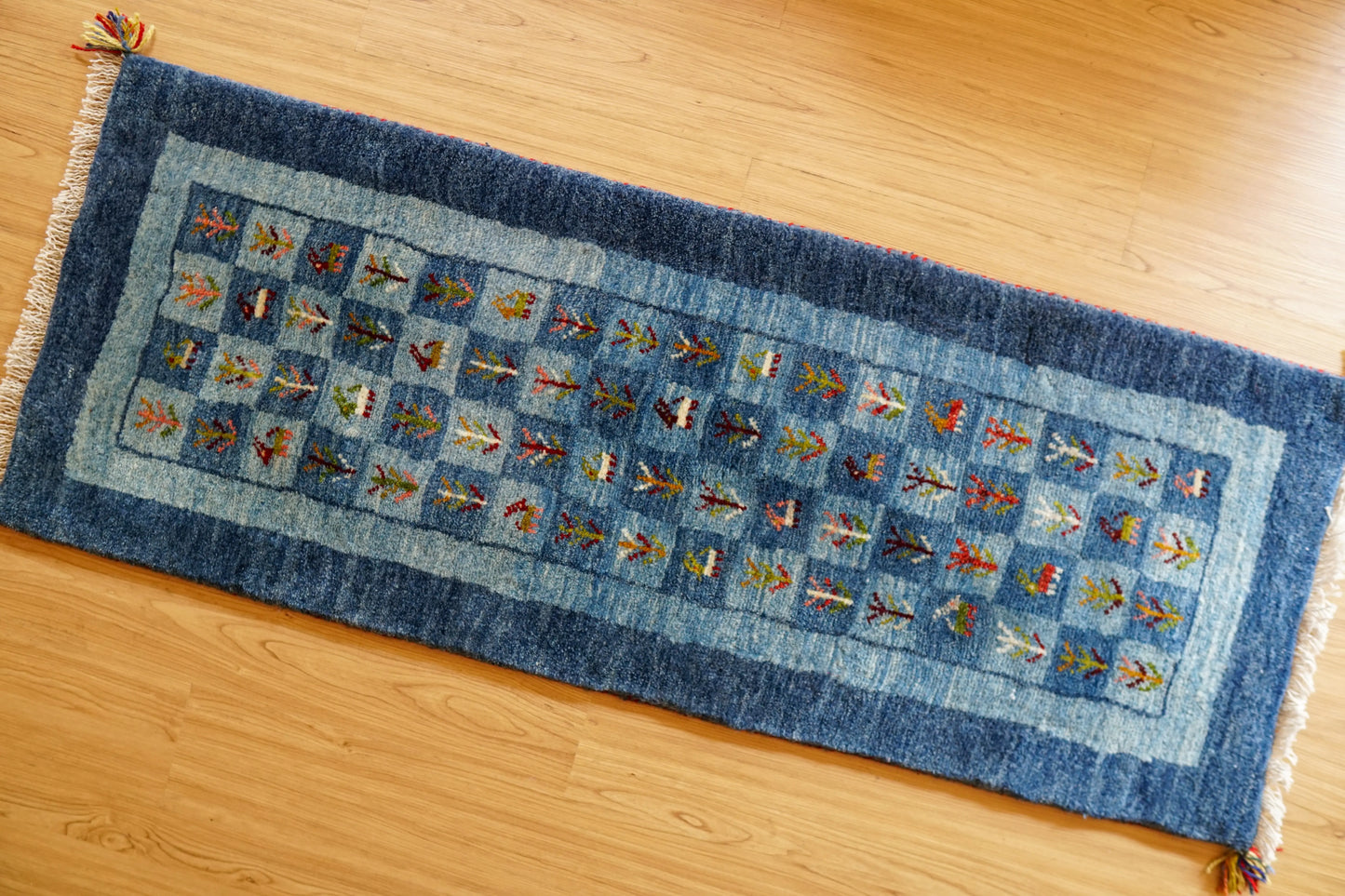 150×50cm ペルシャ ギャッベ ランナー カシュガイ族 手織りウール ラグ Decorworks