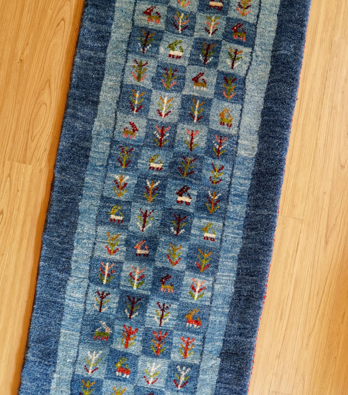 150×50cm ペルシャ ギャッベ ランナー カシュガイ族 手織りウール ラグ Decorworks
