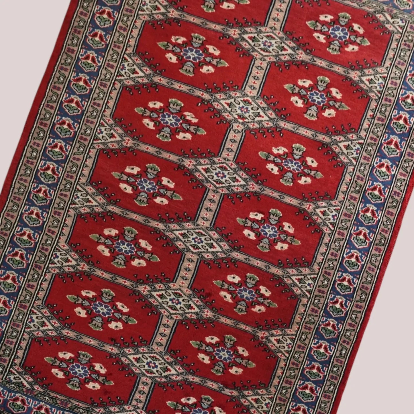 Collection パキスタン手織り絨毯 150×92cm、ジャールダールデザインの伝統模様ラグ