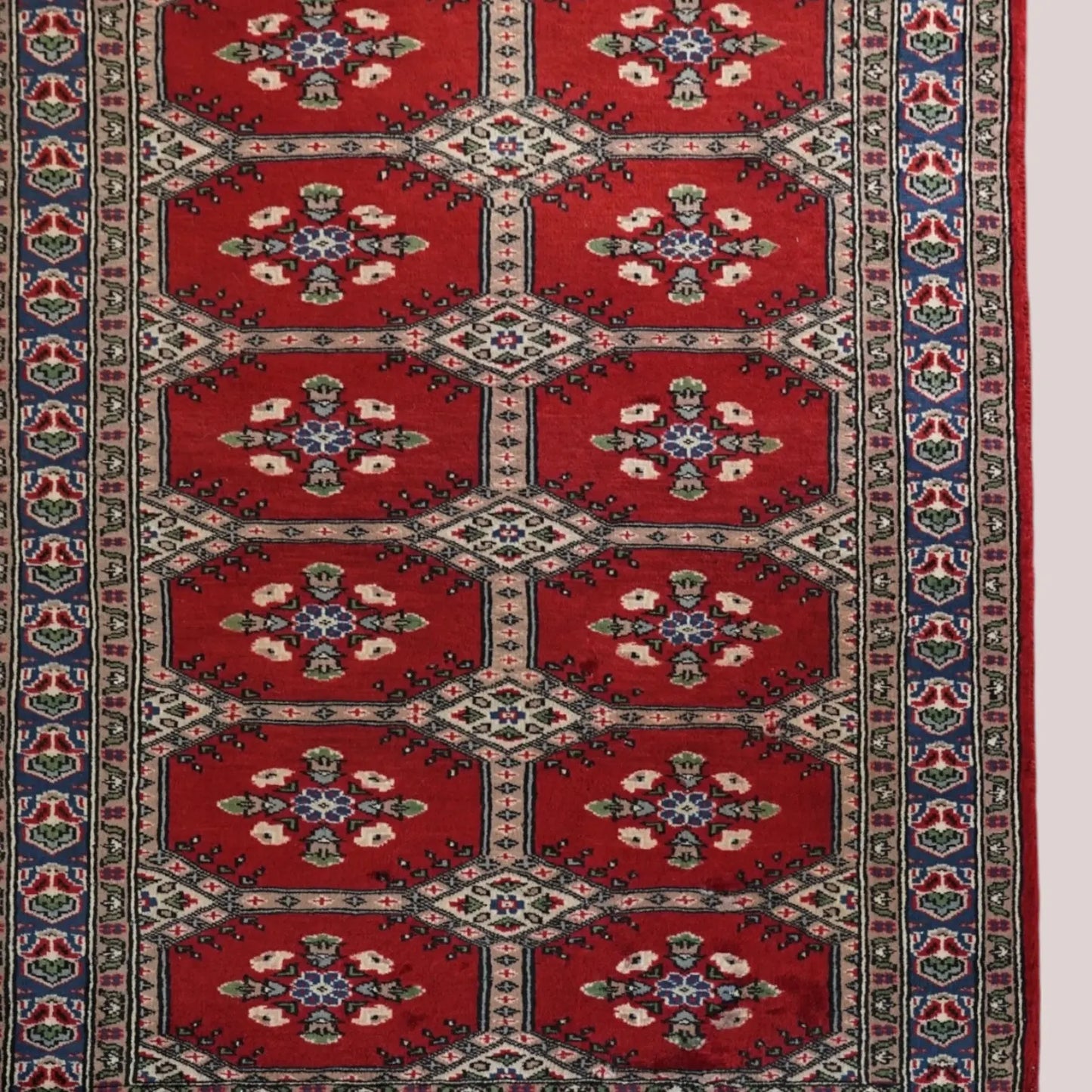Collection パキスタン手織り絨毯 150×92cm、ジャールダールデザインの伝統模様ラグ