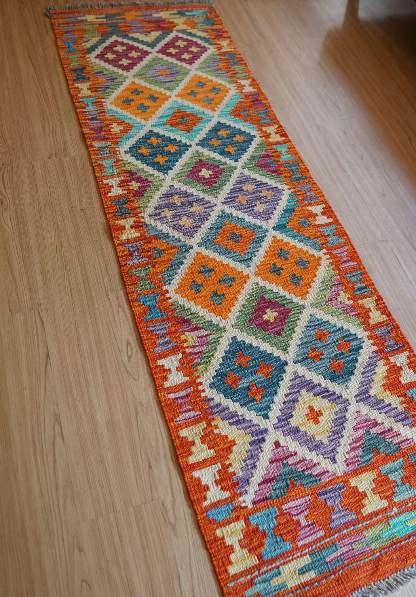 アフガニスタン手織り キリム ランナー トライバルラグ 190×60cm Decorworks