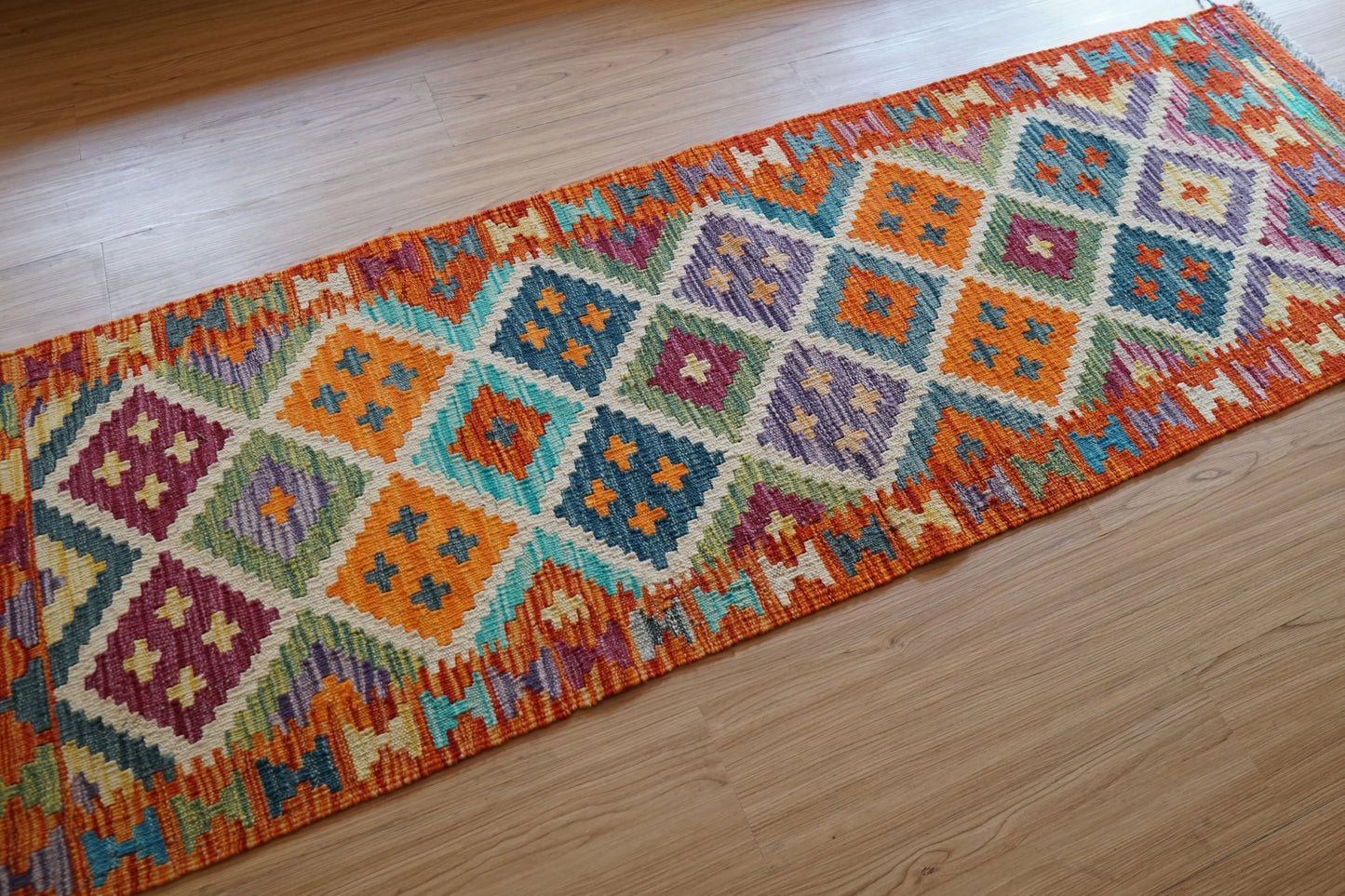 アフガニスタン手織り キリム ランナー トライバルラグ 190×60cm Decorworks