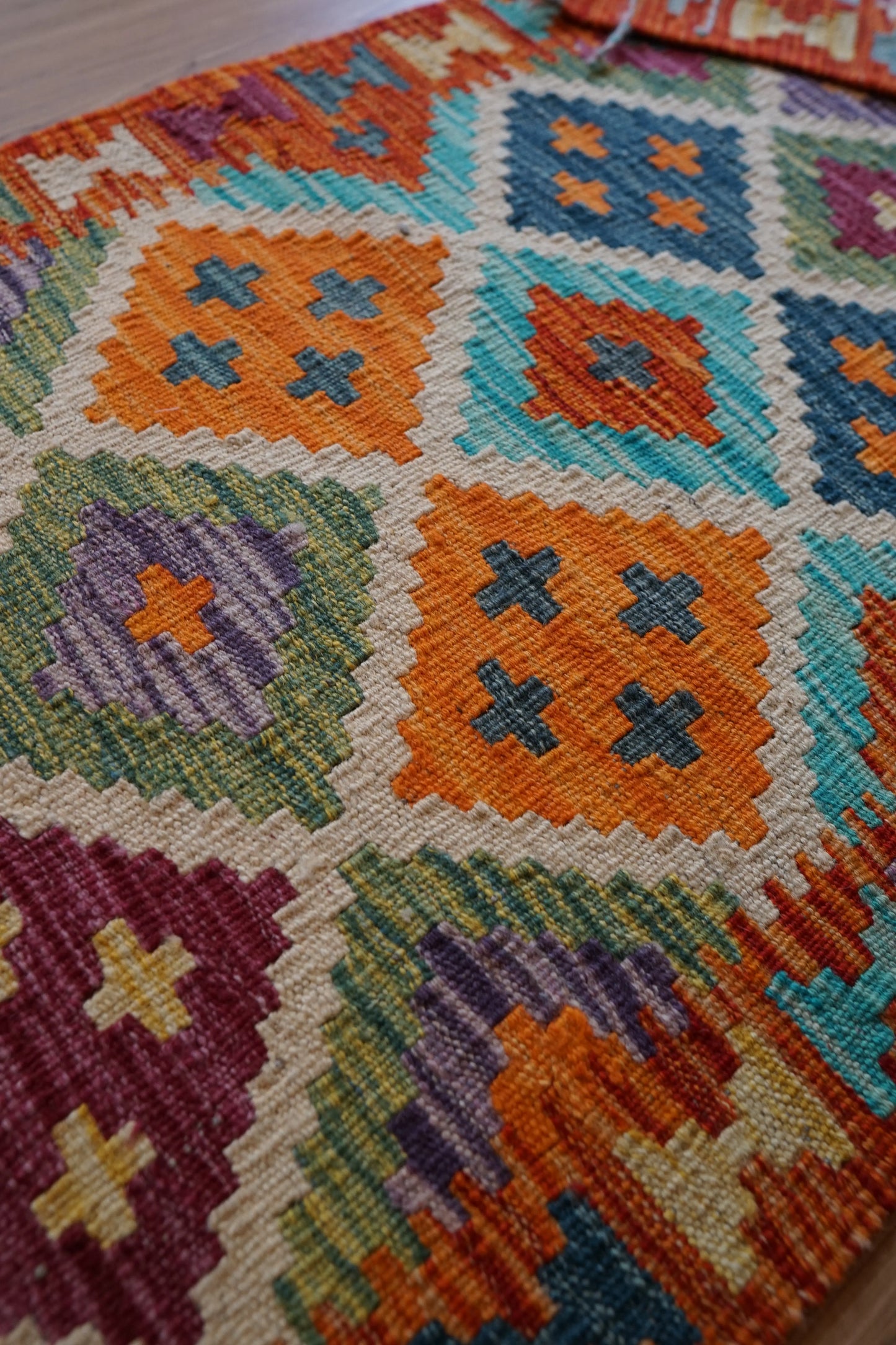 アフガニスタン手織り キリム ランナー トライバルラグ 190×60cm Decorworks