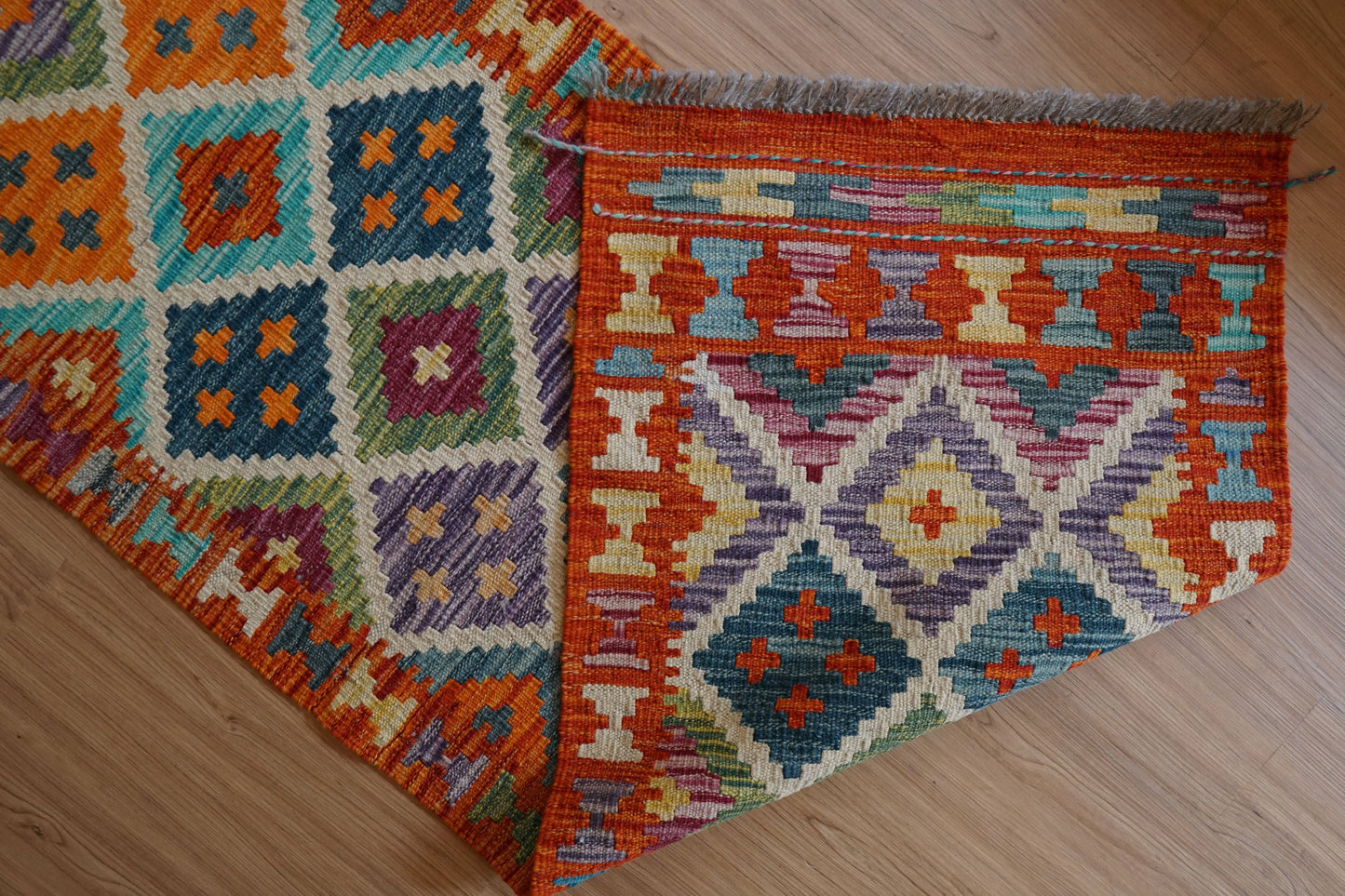 アフガニスタン手織り キリム ランナー トライバルラグ 190×60cm Decorworks