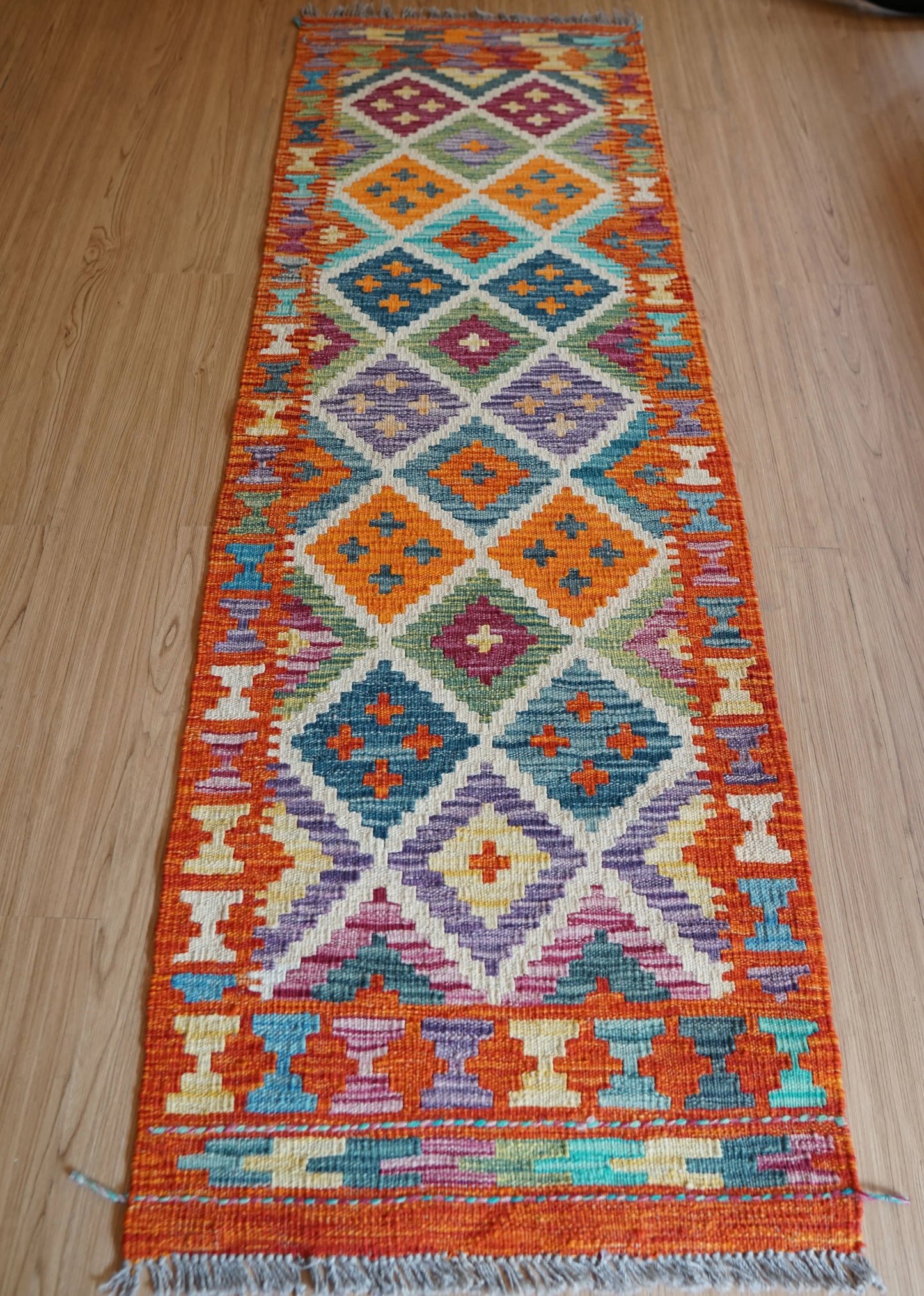 アフガニスタン手織り キリム ランナー トライバルラグ 190×60cm Decorworks