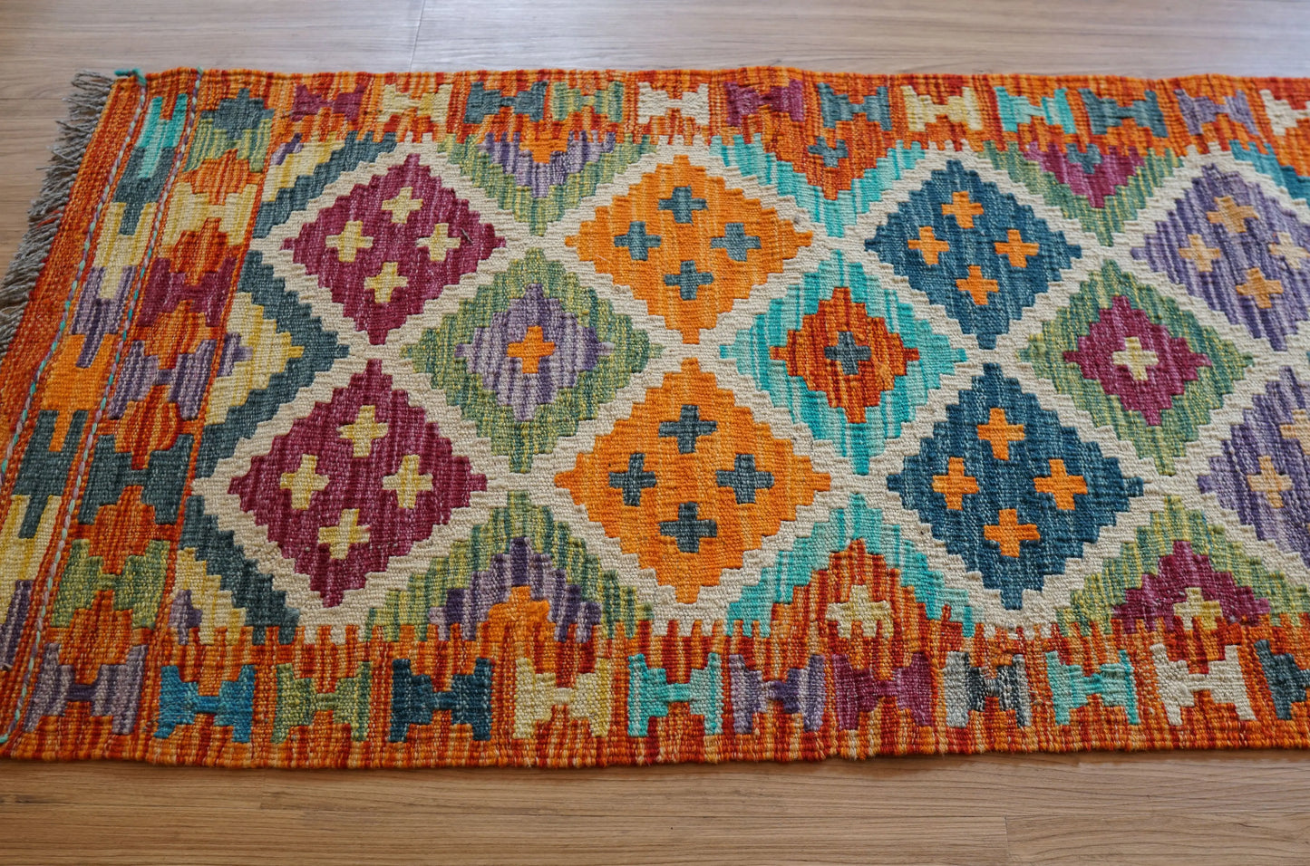アフガニスタン手織り キリム ランナー トライバルラグ 190×60cm Decorworks