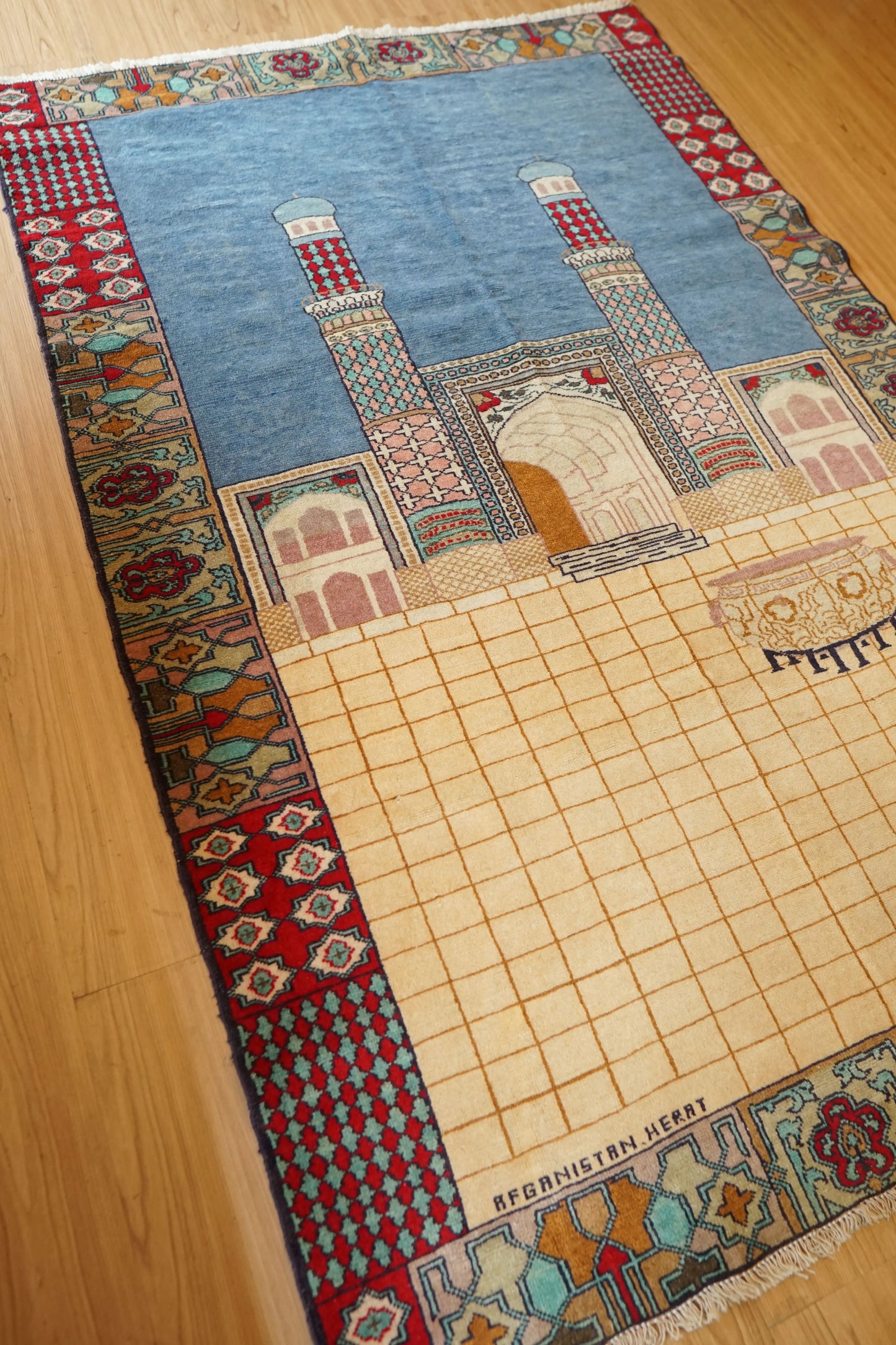 Collection 1970年代 アフガニスタン手織り絨毯 ヘラートのモスク柄 172×114cm 上質ウール アンティークラグ