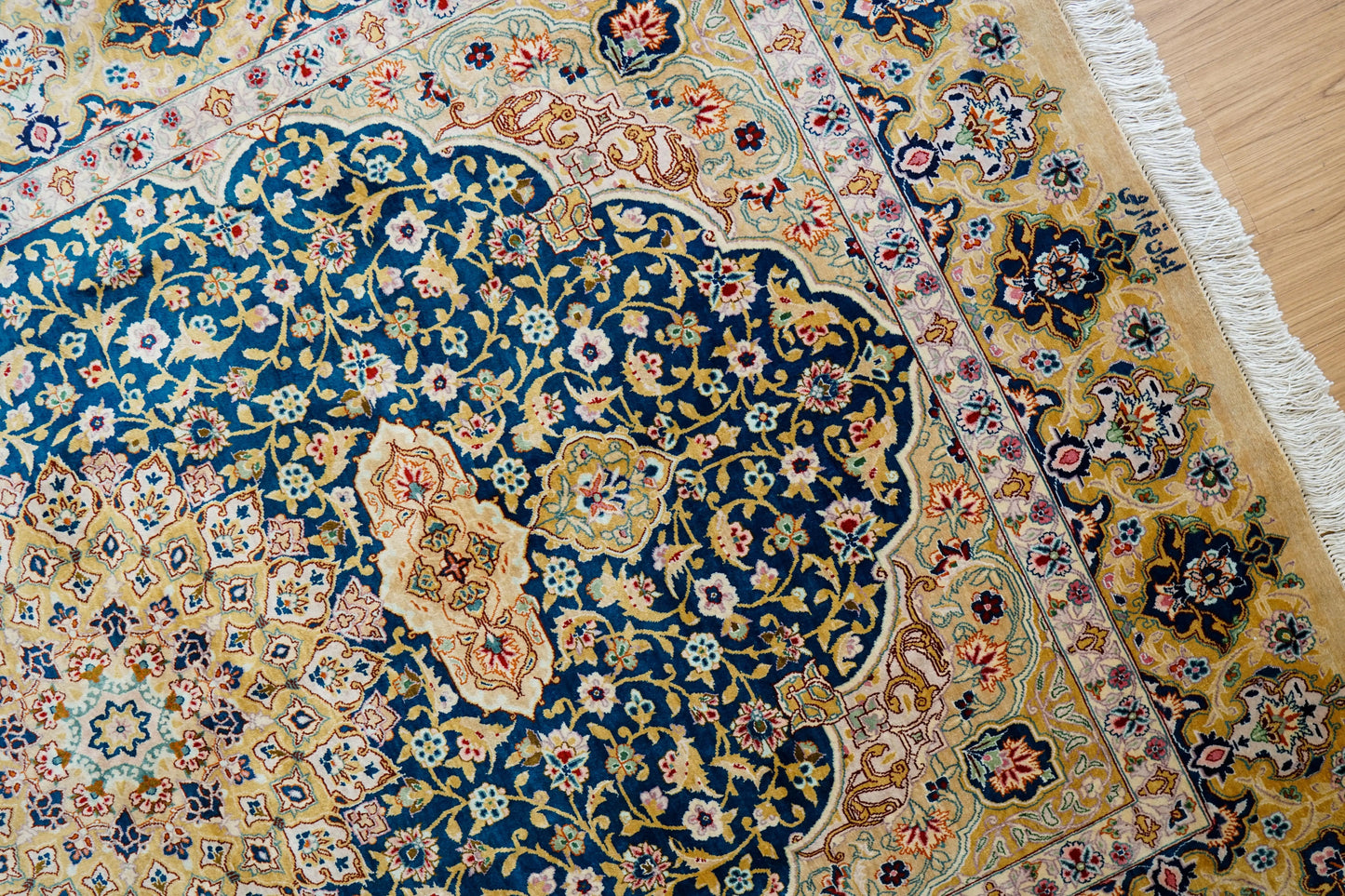 Collection 200×81cm ペルシャ絨毯 クム産 モハメドジャムシェヂ房 シルク 100% 証明書付