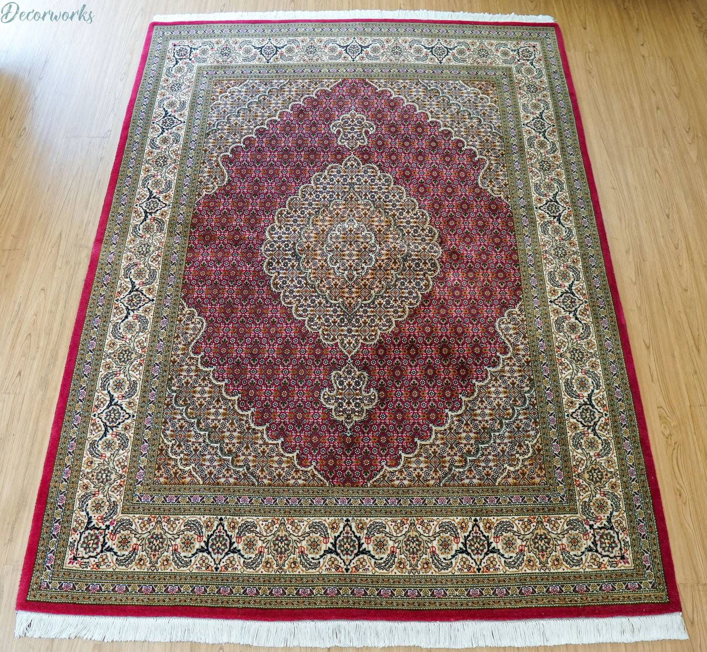 204×151cm ペルシャ手織り絨毯 タブリーズ 50Raj Decorworks