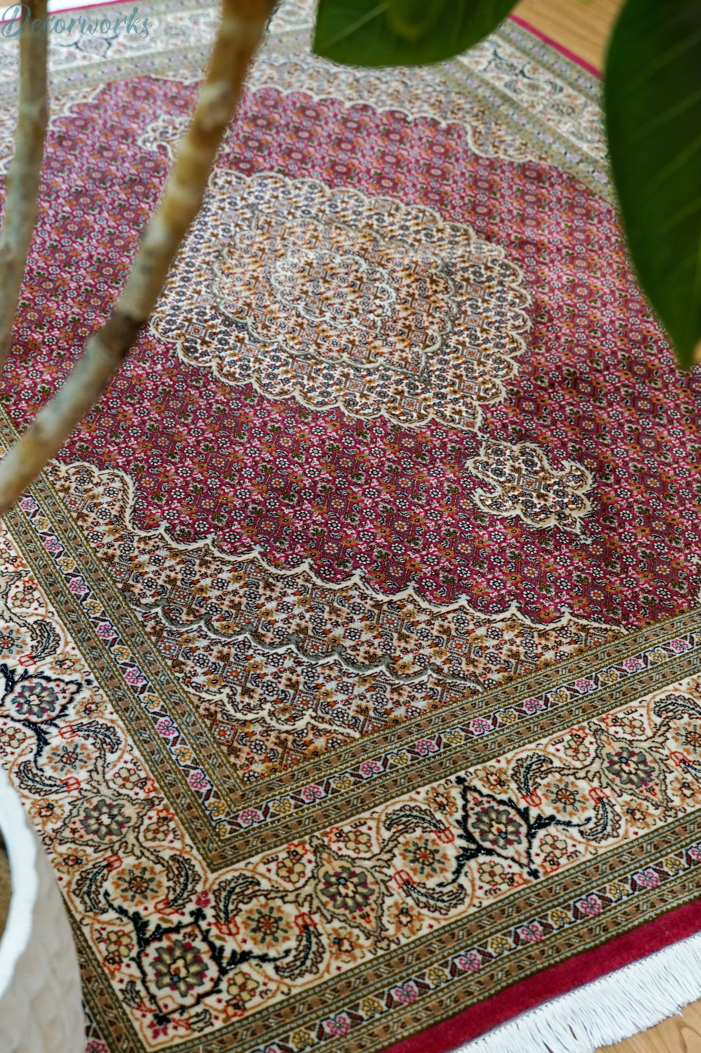 204×151cm ペルシャ手織り絨毯 タブリーズ 50Raj Decorworks