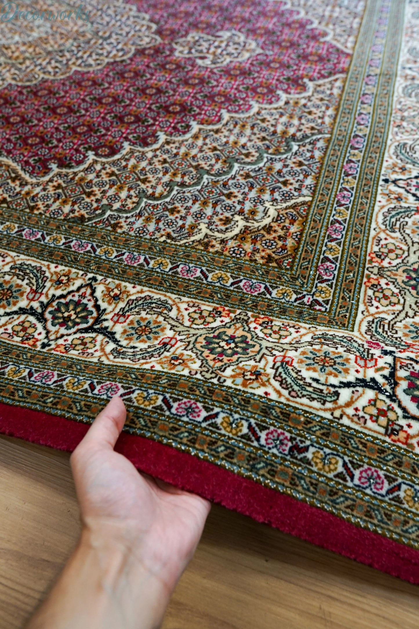 204×151cm ペルシャ手織り絨毯 タブリーズ 50Raj Decorworks