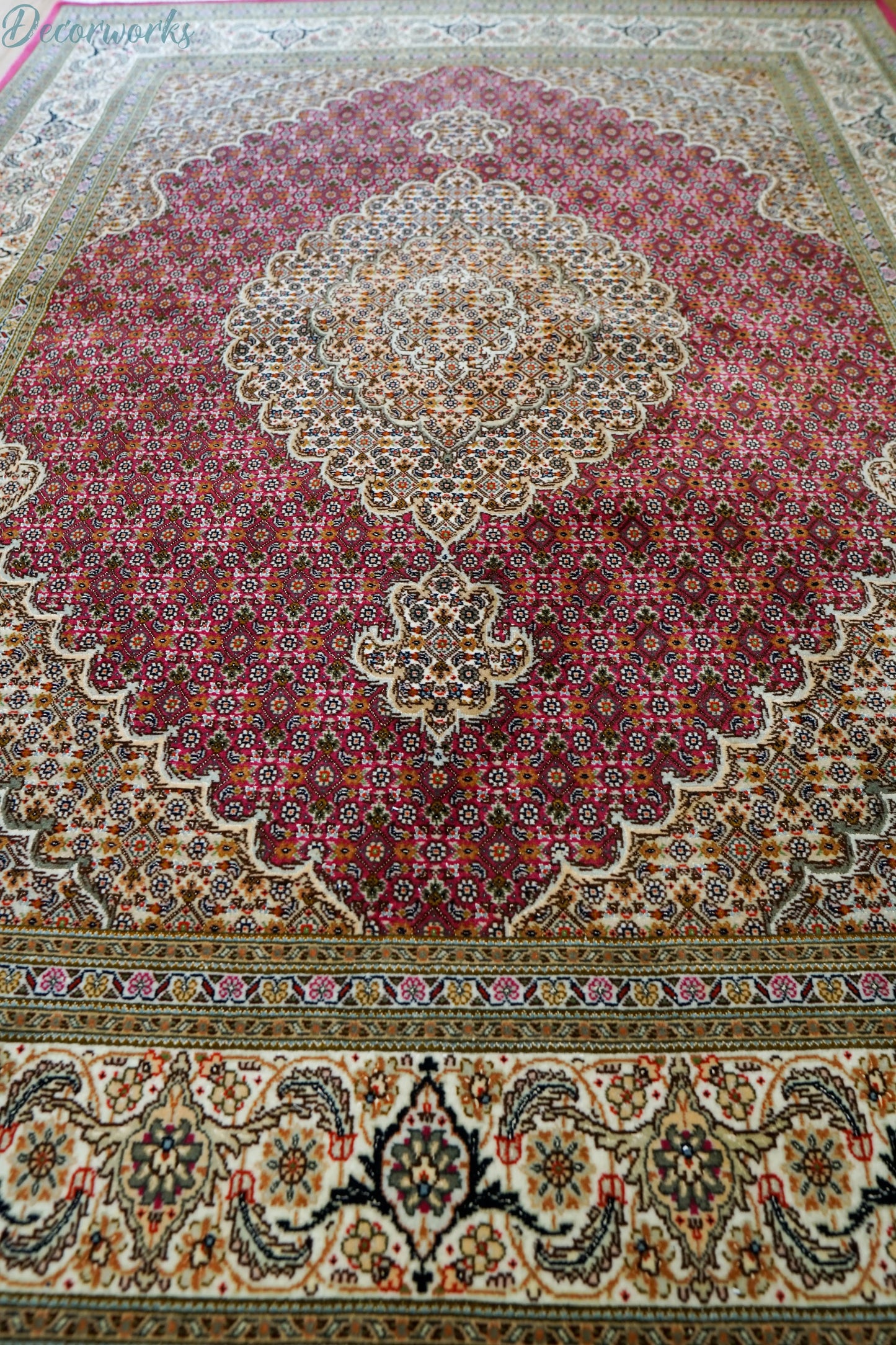204×151cm ペルシャ手織り絨毯 タブリーズ 50Raj Decorworks