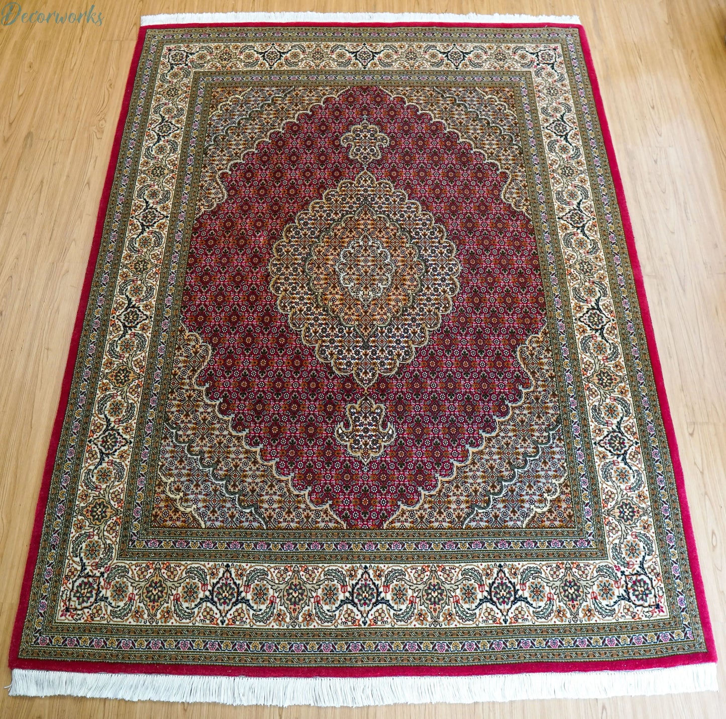 204×151cm ペルシャ手織り絨毯 タブリーズ 50Raj Decorworks