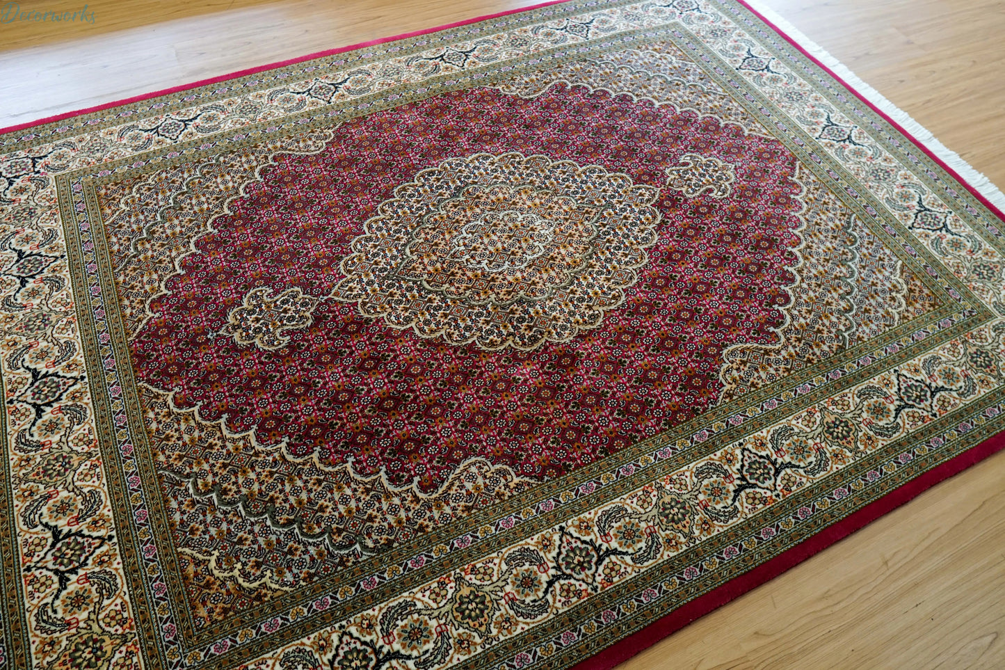 204×151cm ペルシャ手織り絨毯 タブリーズ 50Raj Decorworks