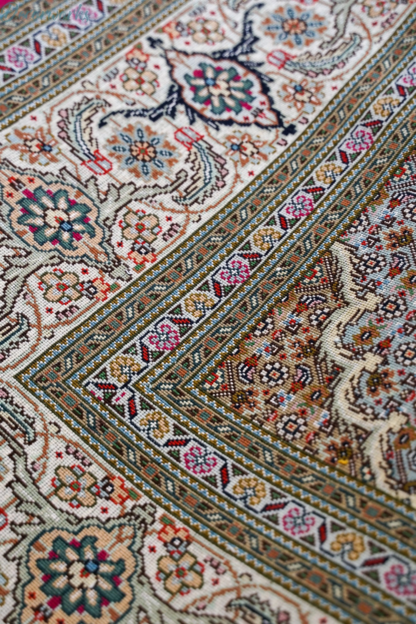 204×151cm ペルシャ手織り絨毯 タブリーズ 50Raj Decorworks