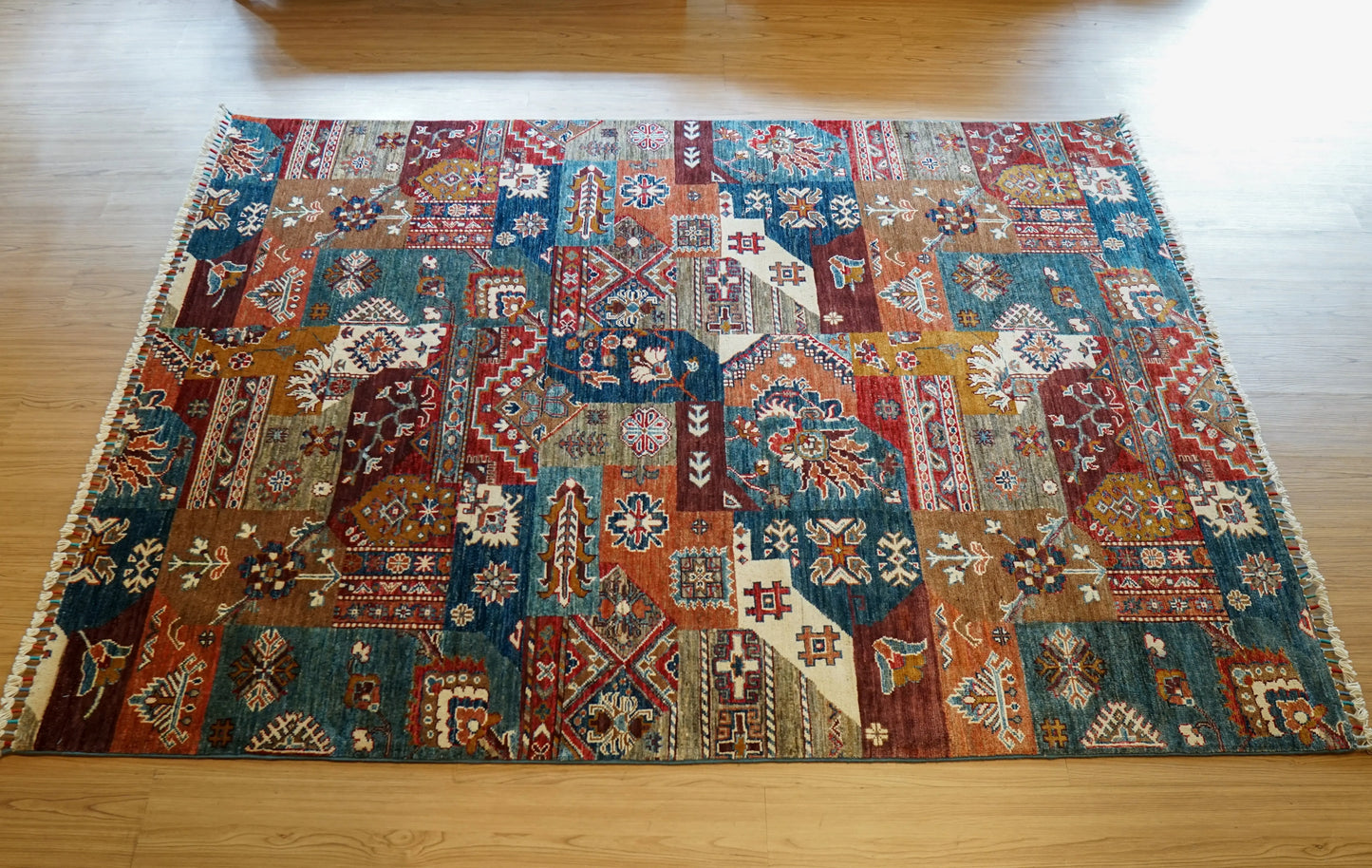 Collection アフガン絨毯 ガズニー産 ウール トライバルパッチワークデザイン 206×153cm