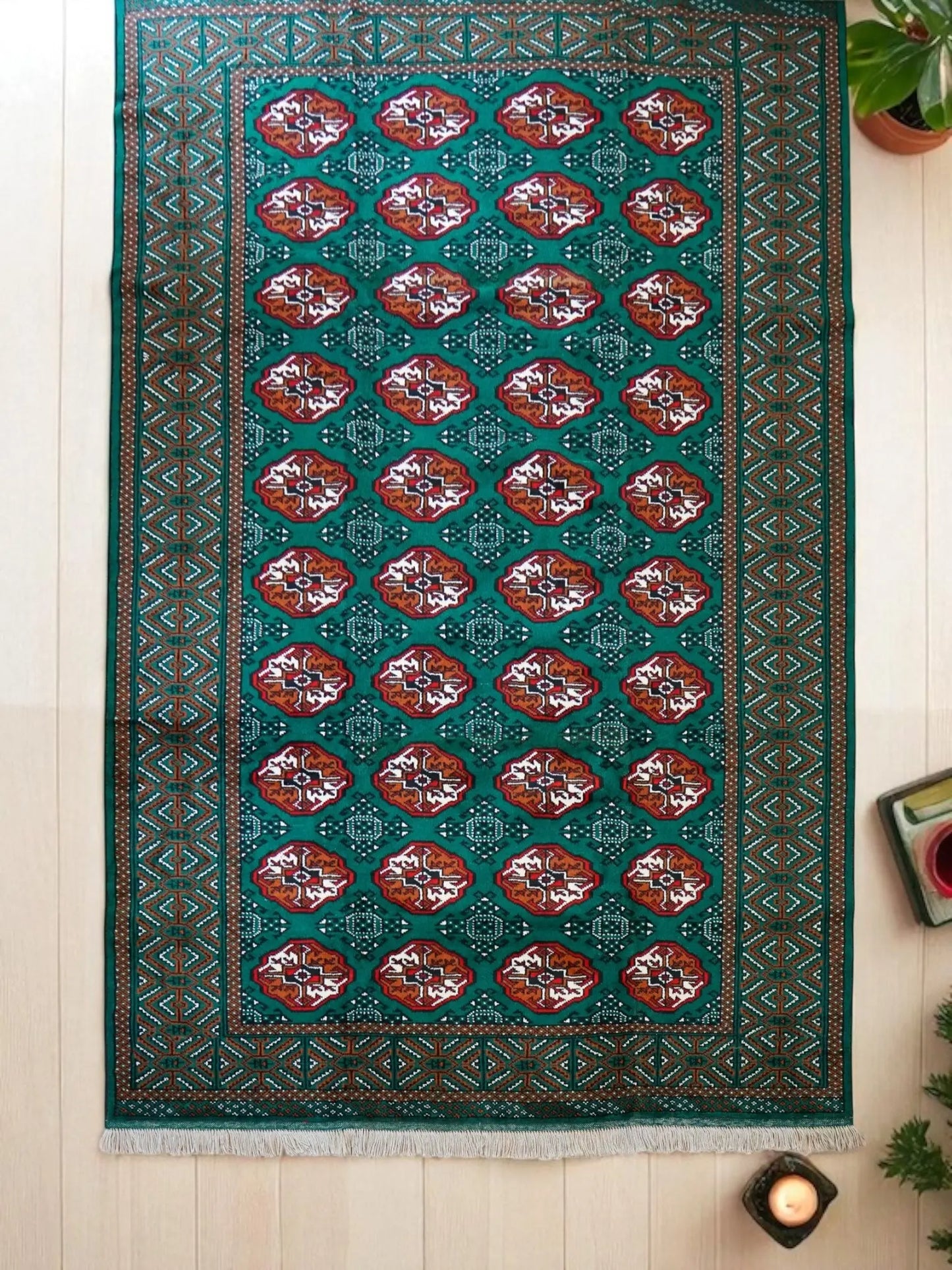 290×200cm ペルシャ トルクメン 手織り絨毯 Decorworks