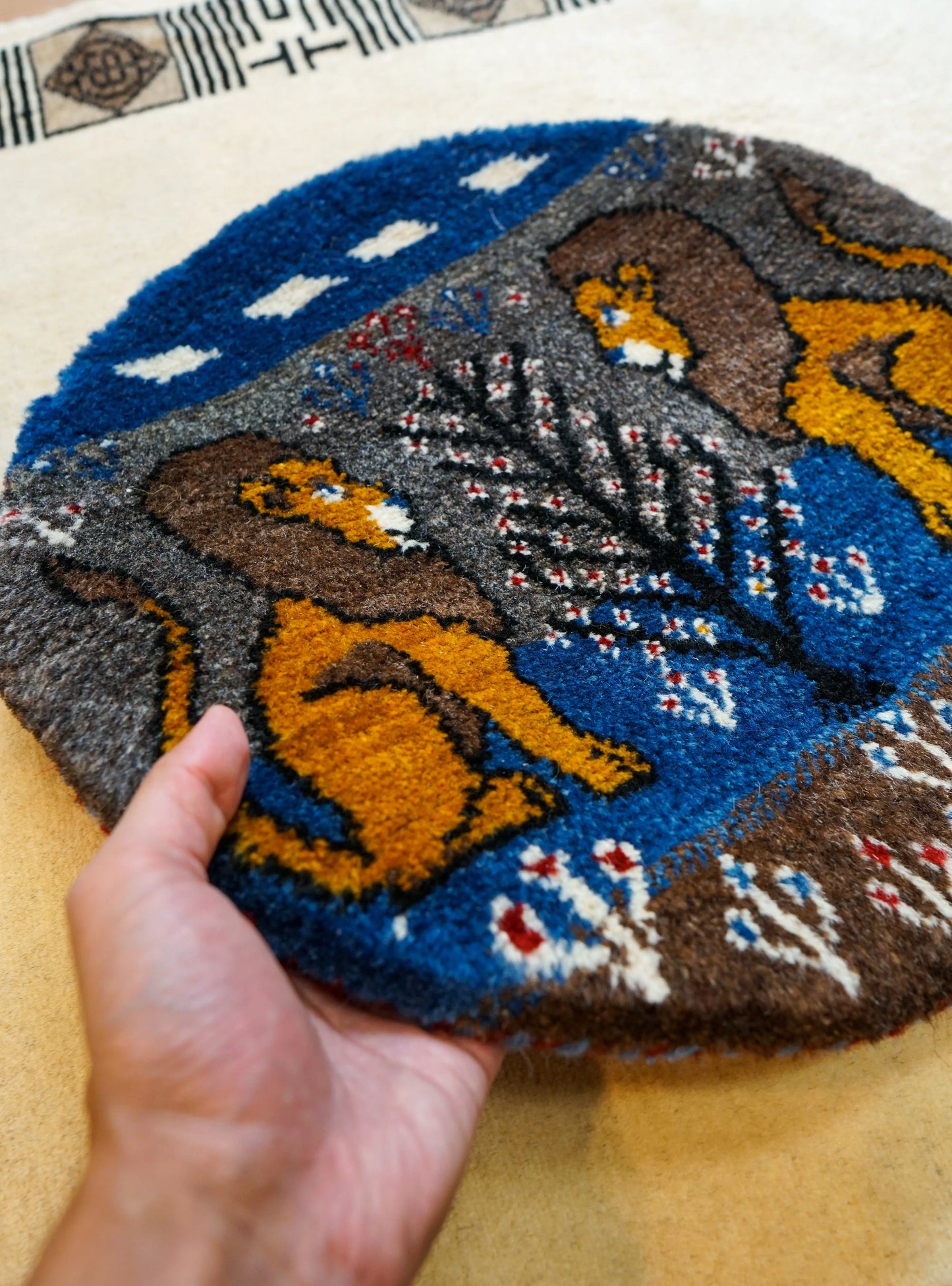40×40cm ペルシャ絨毯 手織りギャッベ カシュクリ族ギャッベ Decorworks