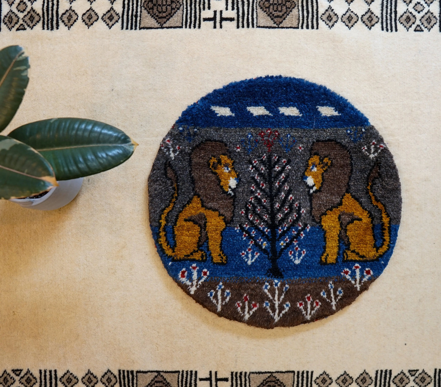 40×40cm ペルシャ絨毯 手織りギャッベ カシュクリ族ギャッベ Decorworks