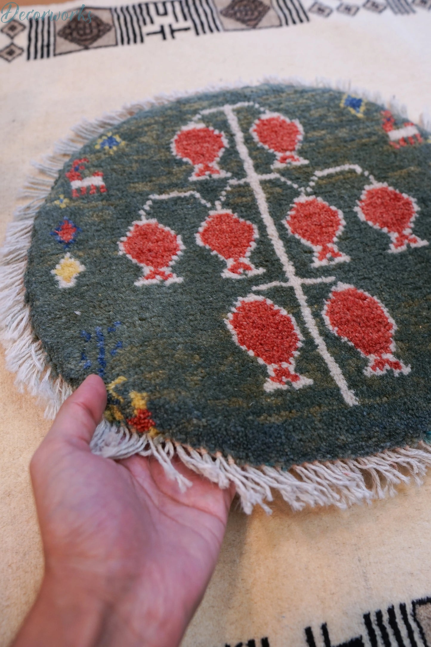40×40cm ペルシャ絨毯 手織りギャッベ アマレ族 ギャベ Decorworks