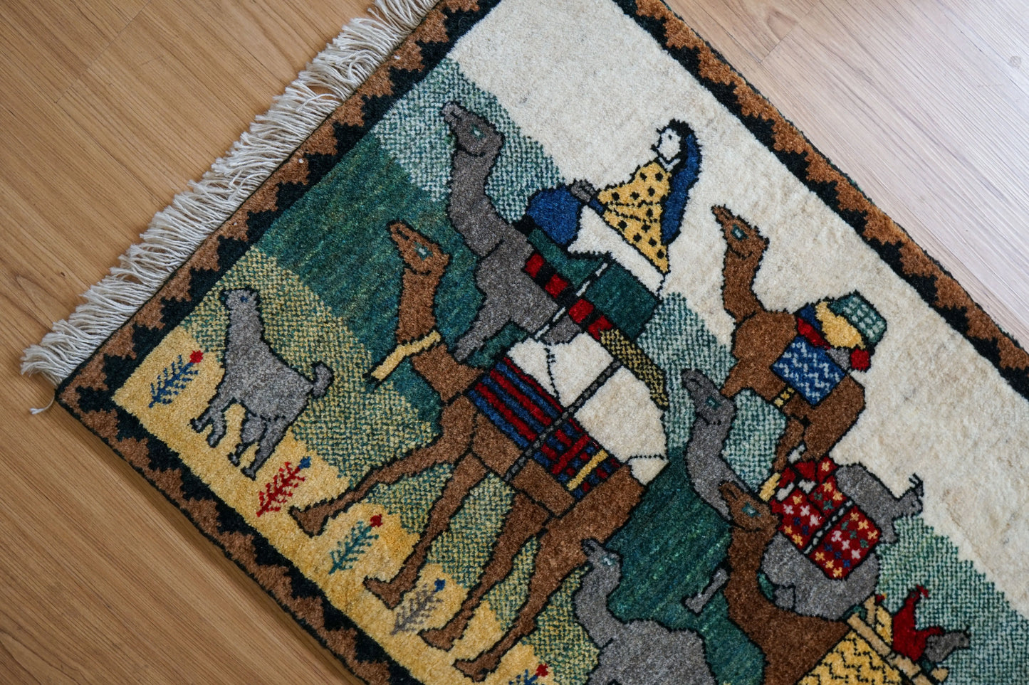 90×60cm ペルシャ手織り カシュクリ ギャッベ Decorworks