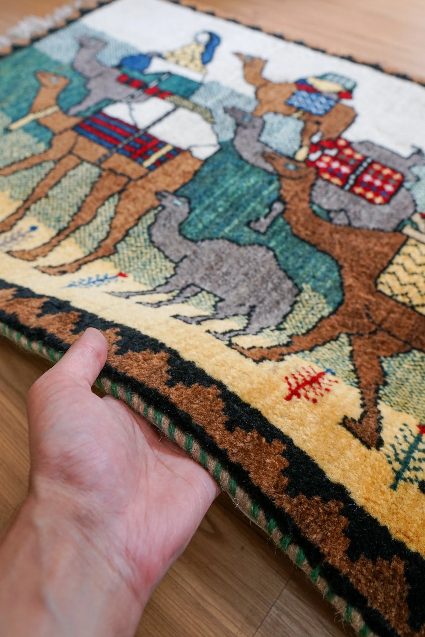 90×60cm ペルシャ手織り カシュクリ ギャッベ Decorworks