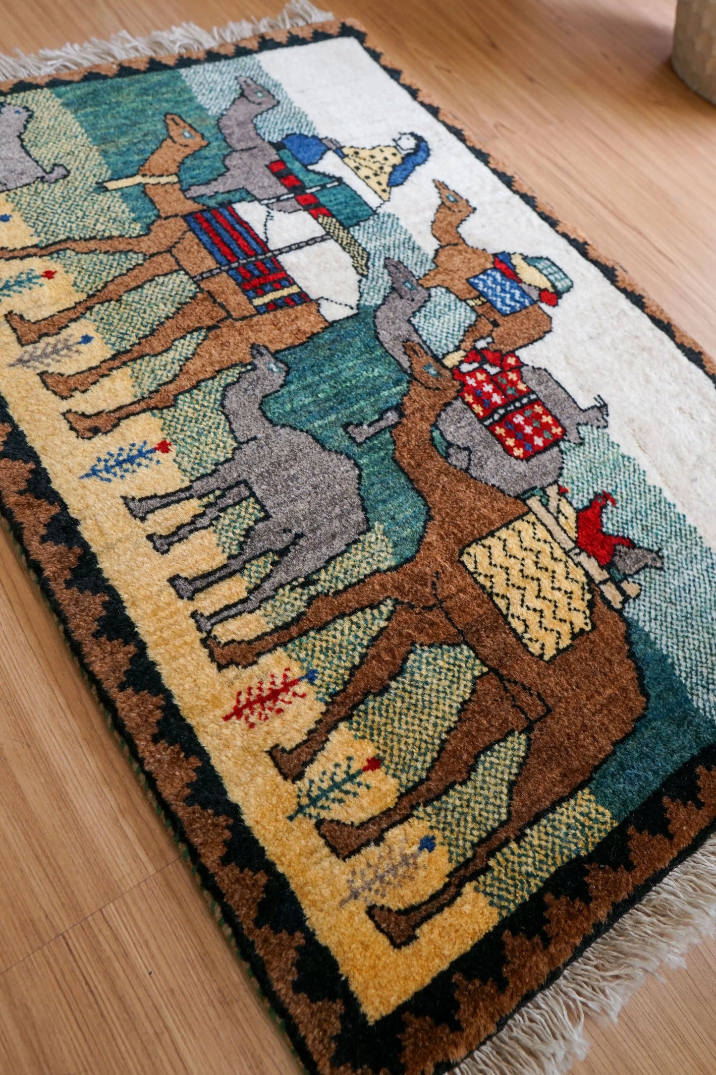90×60cm ペルシャ手織り カシュクリ ギャッベ Decorworks