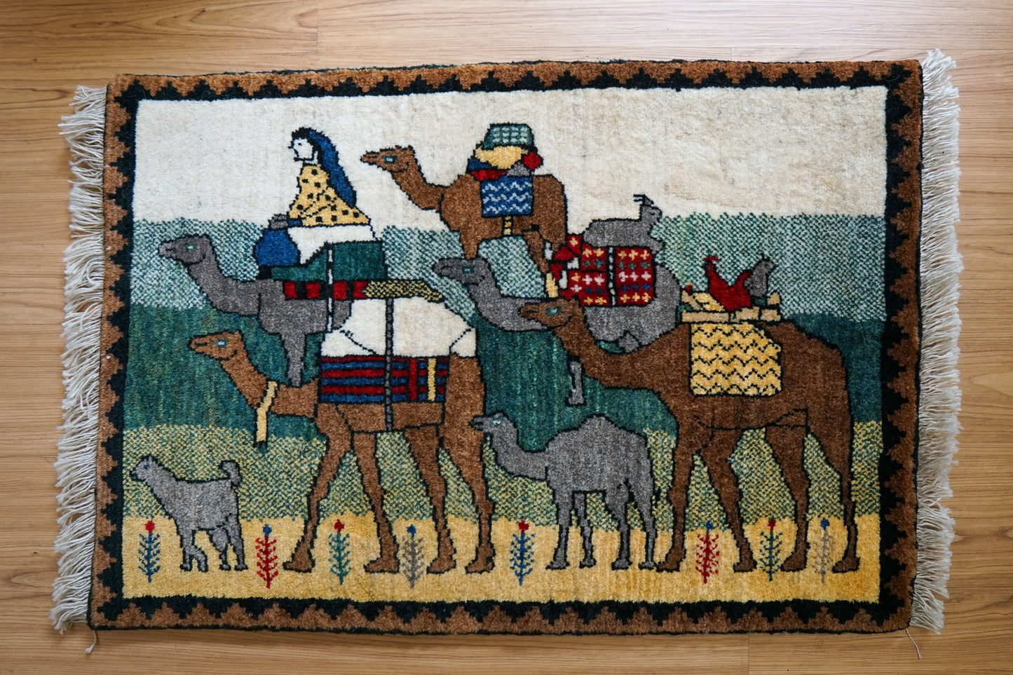 90×60cm ペルシャ手織り カシュクリ ギャッベ Decorworks