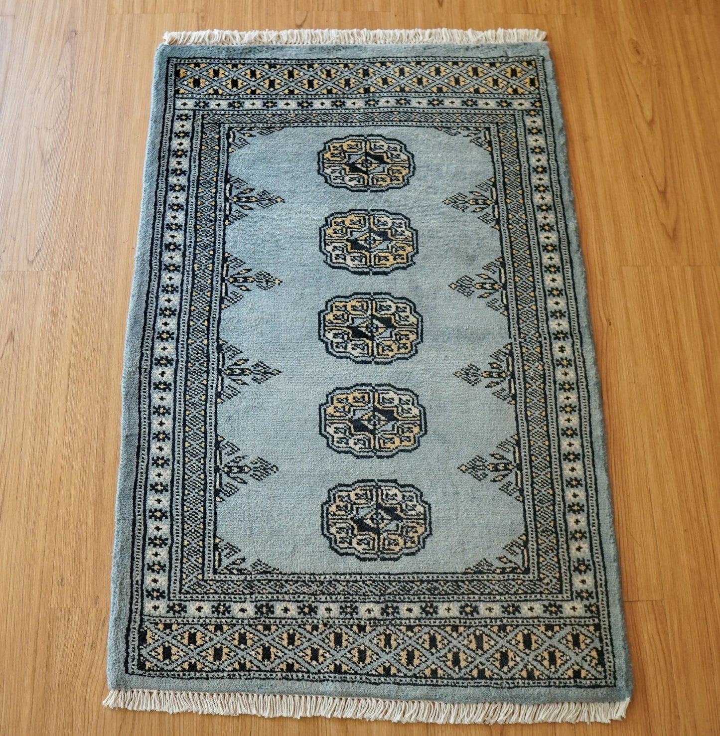 Collection 93×62cm トルクメン柄 ボハラ手織りラグ パキスタン手織り絨毯 玄関マットサイズ