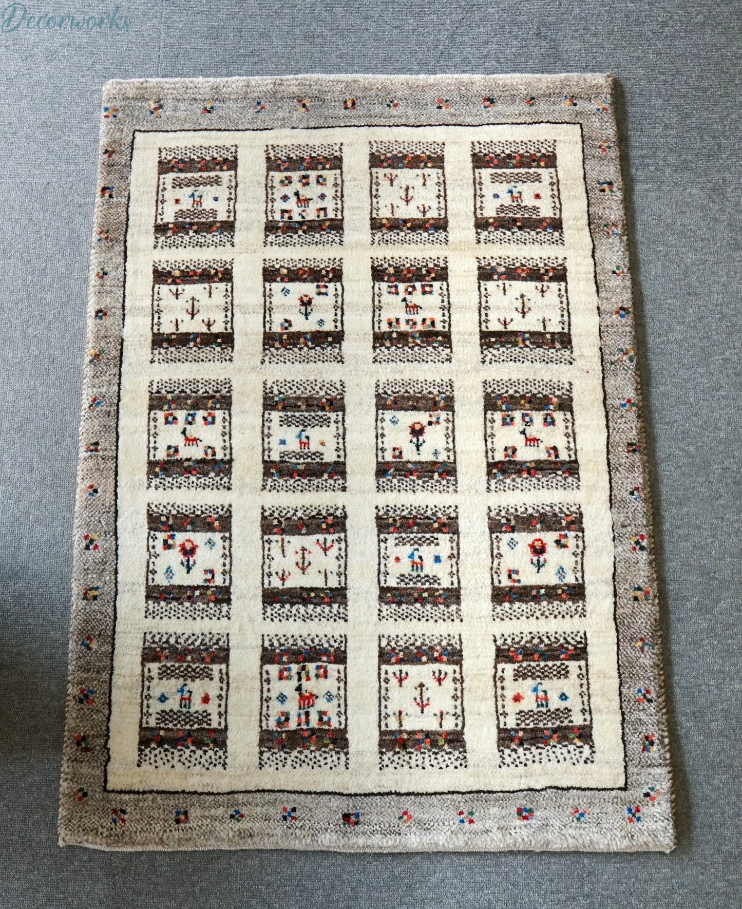 95×65cm 手織り ペルシャ カシュクリギャッベ リズバフト ギヤべ Decorworks