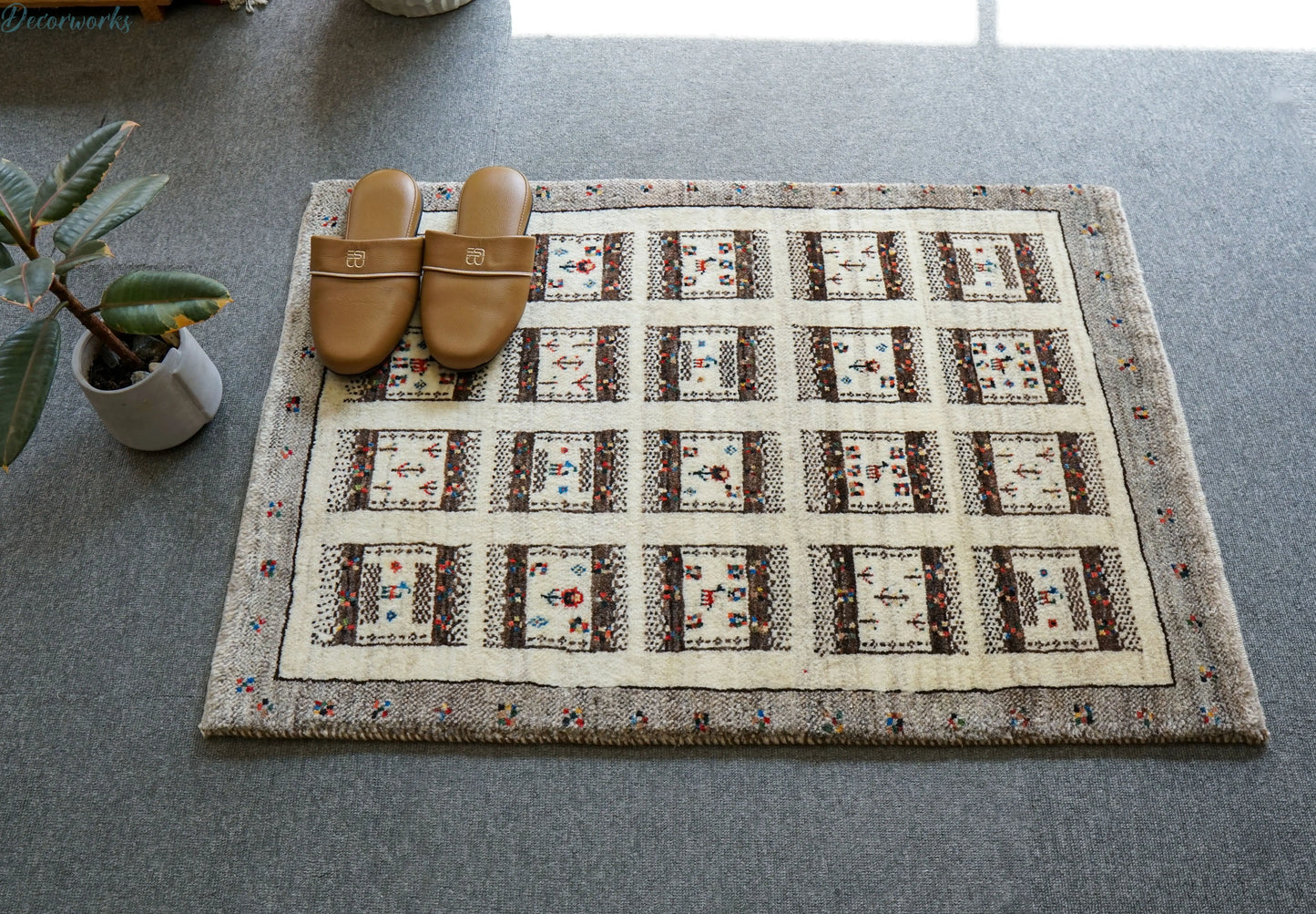 95×65cm 手織り ペルシャ カシュクリギャッベ リズバフト ギヤべ Decorworks