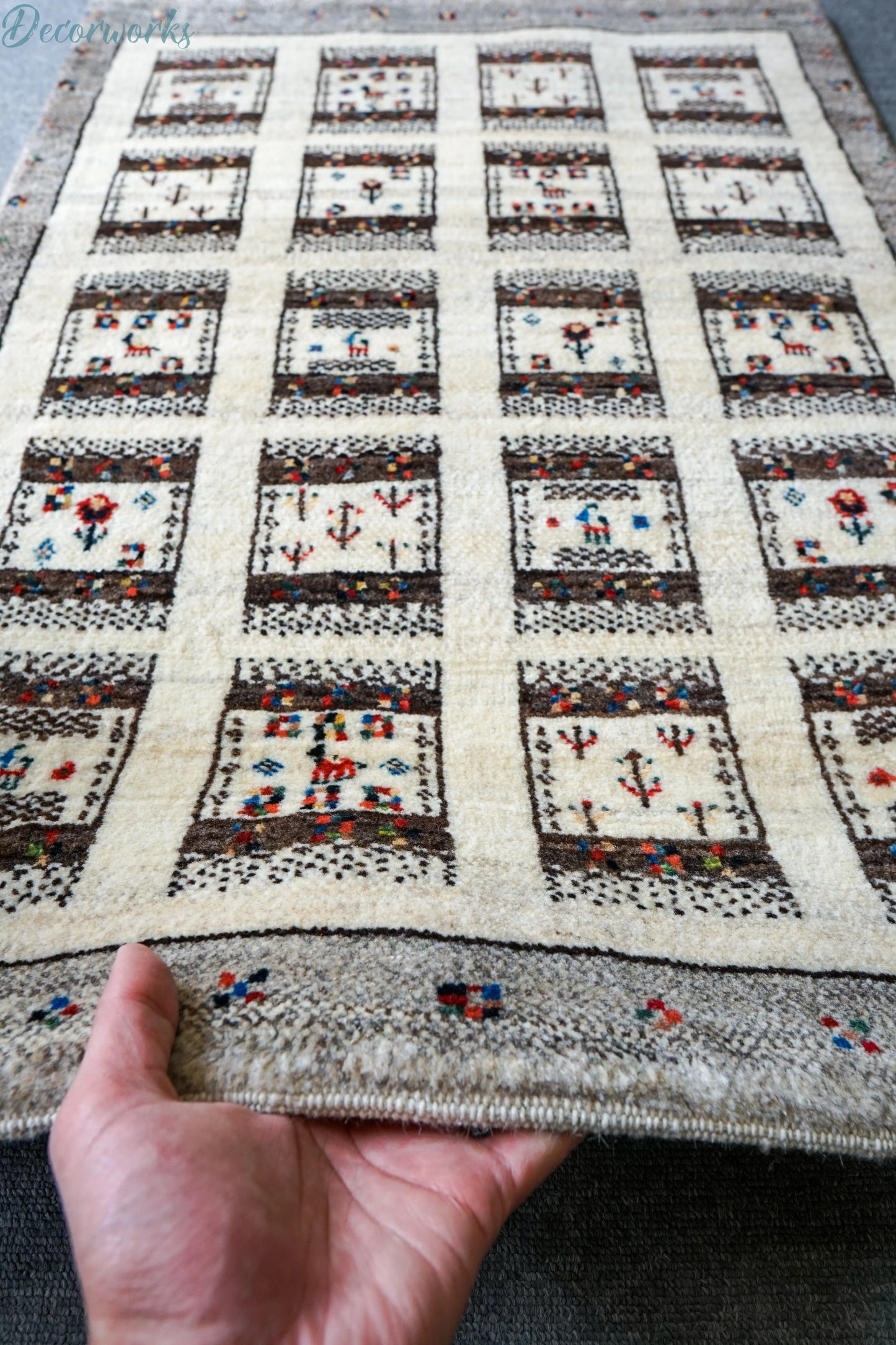 95×65cm 手織り ペルシャ カシュクリギャッベ リズバフト ギヤべ Decorworks