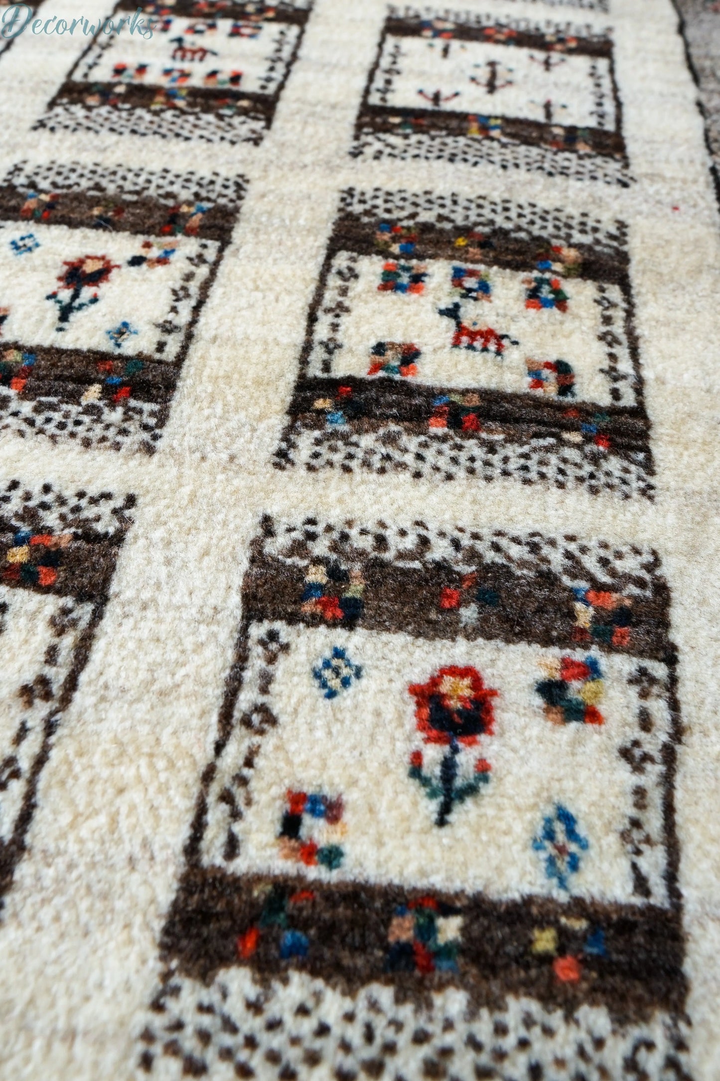 95×65cm 手織り ペルシャ カシュクリギャッベ リズバフト ギヤべ Decorworks