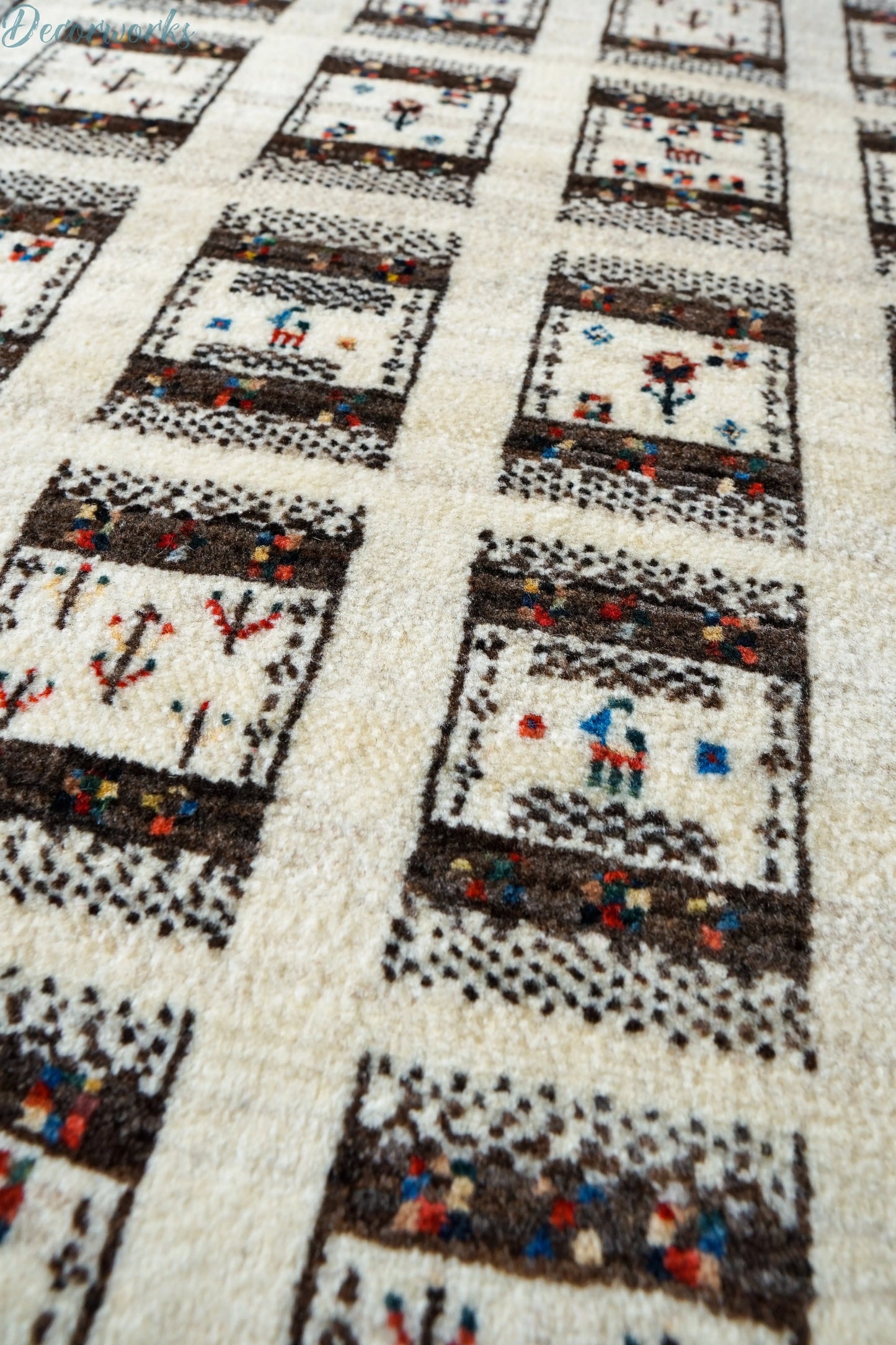 95×65cm 手織り ペルシャ カシュクリギャッベ リズバフト ギヤべ Decorworks